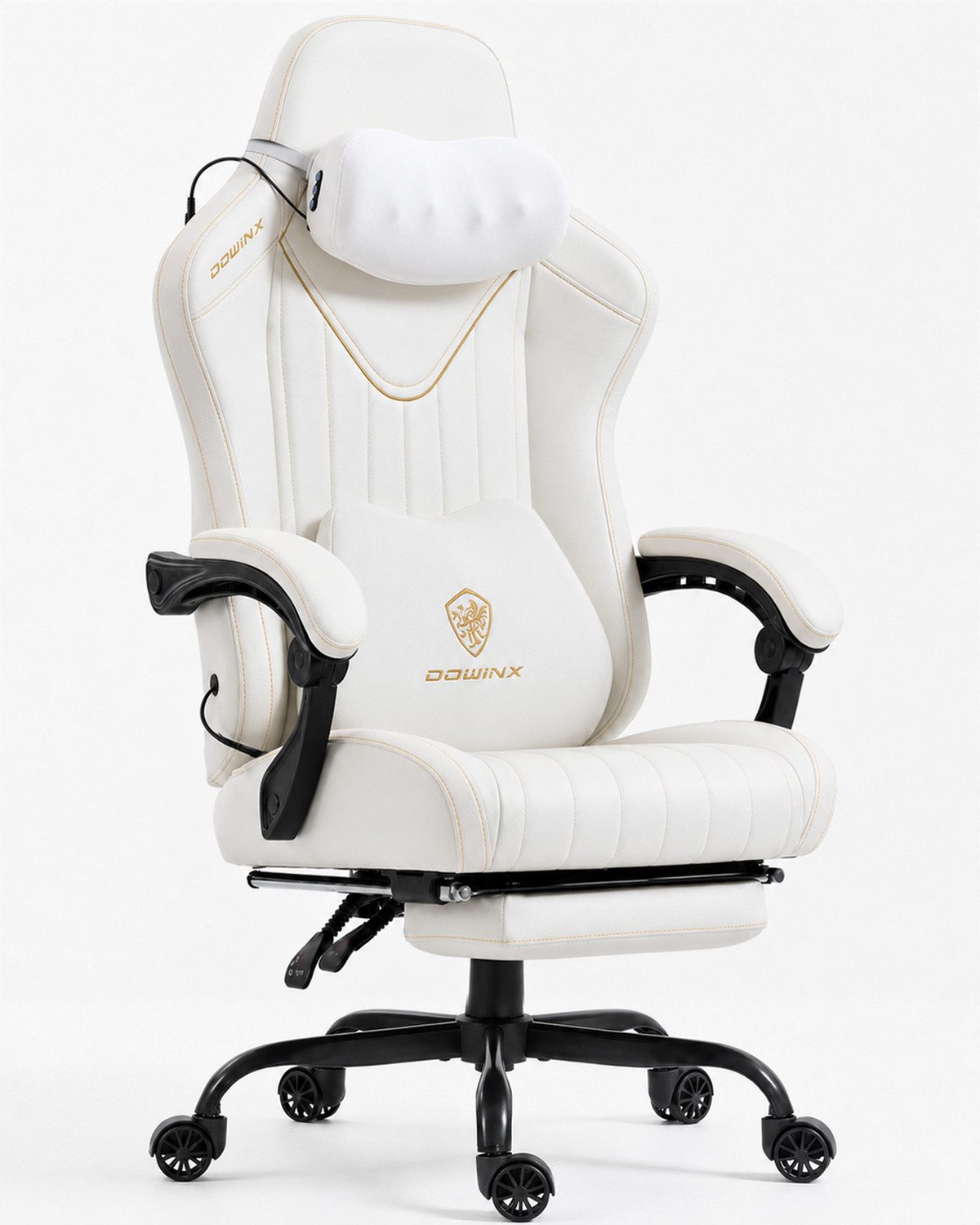 Dowinx Gaming-Stuhl mit Massagefunktion, Ergonomisch Gaming Sessel mit Lendenwirbelstütze (Packung), Gaming Chair bis 135 kg Höhenverstellbar für Erwachsene
