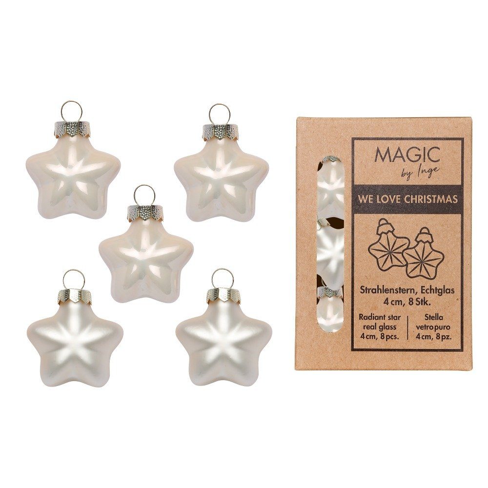 MAGIC by Inge Christbaumschmuck, Christbaumschmuck Sterne 4cm Glas 8 Stück - Champagne