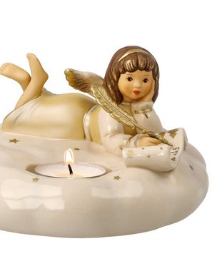 Goebel Teelichthalter Engel mit Kerzenlicht "Brief an das Christkind", champagner, für Teelichter