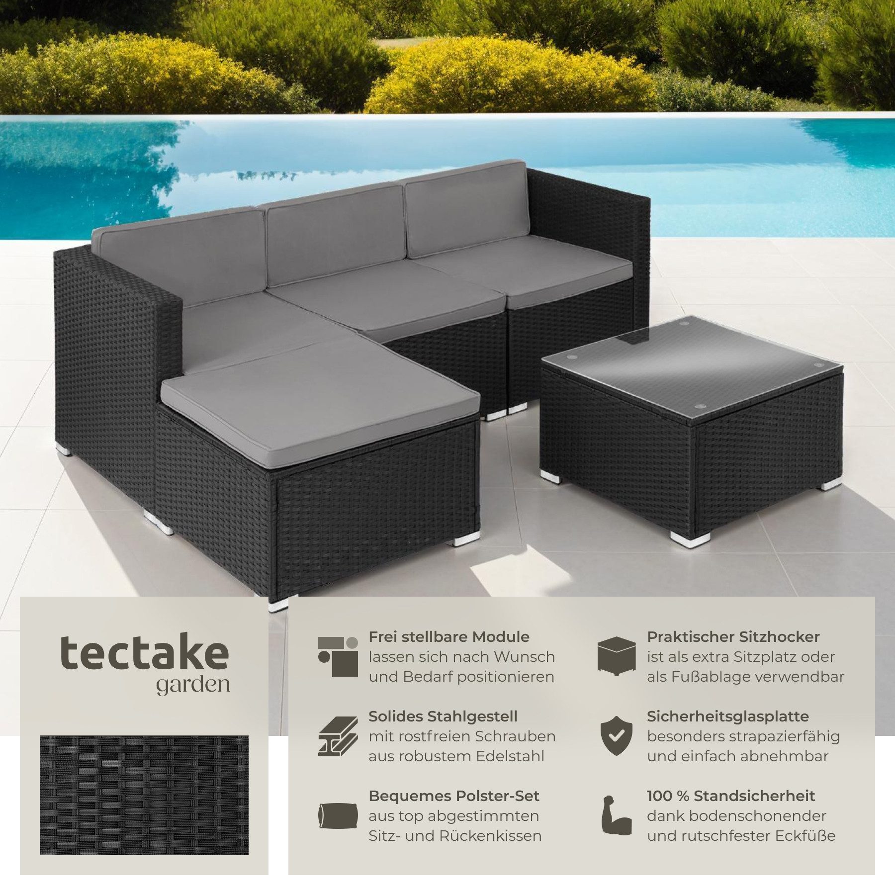 tectake Loungeset Rattan Lounge, (Set., 5-tlg), günstig online kaufen