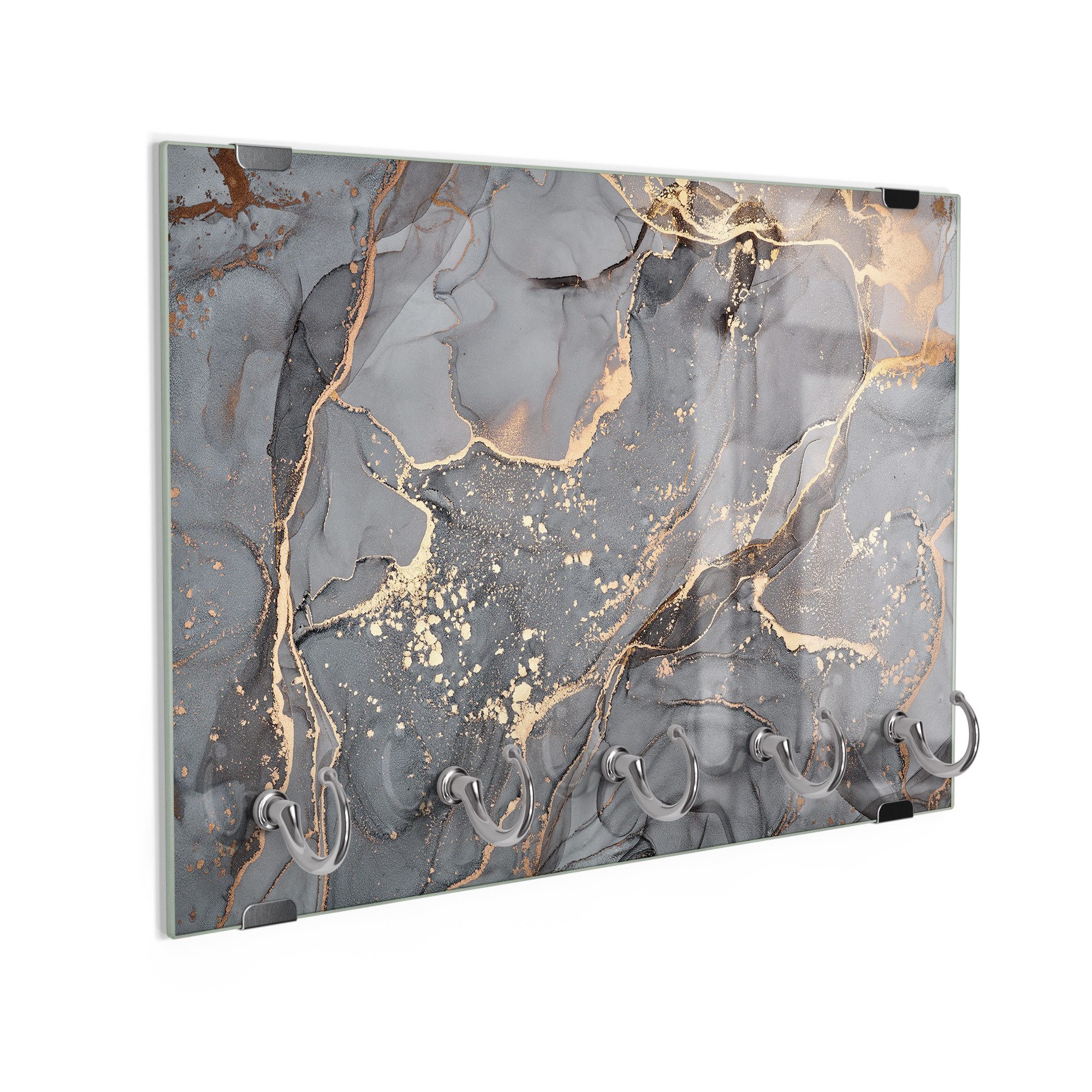 DEQORI Schlüsselbrett 'Elegantes Marmormuster', (1 St), Schlüsselhalter Schlüssel Haken Schlüsselboard modern Schlüsselleiste