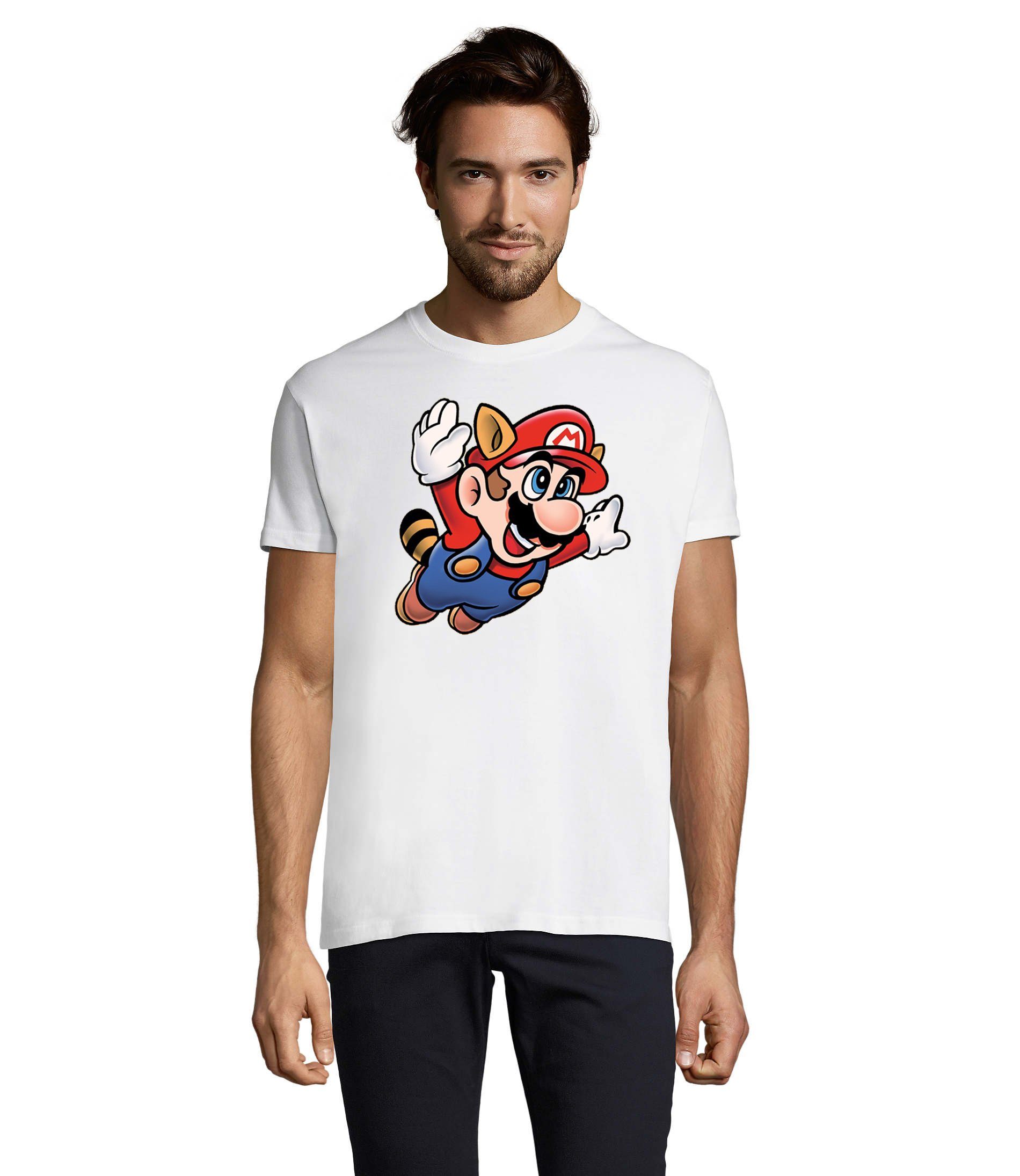 Blondie & Brownie T-Shirt Herren Super Mario 3 Fligh Nintendo Logo Print Weiss