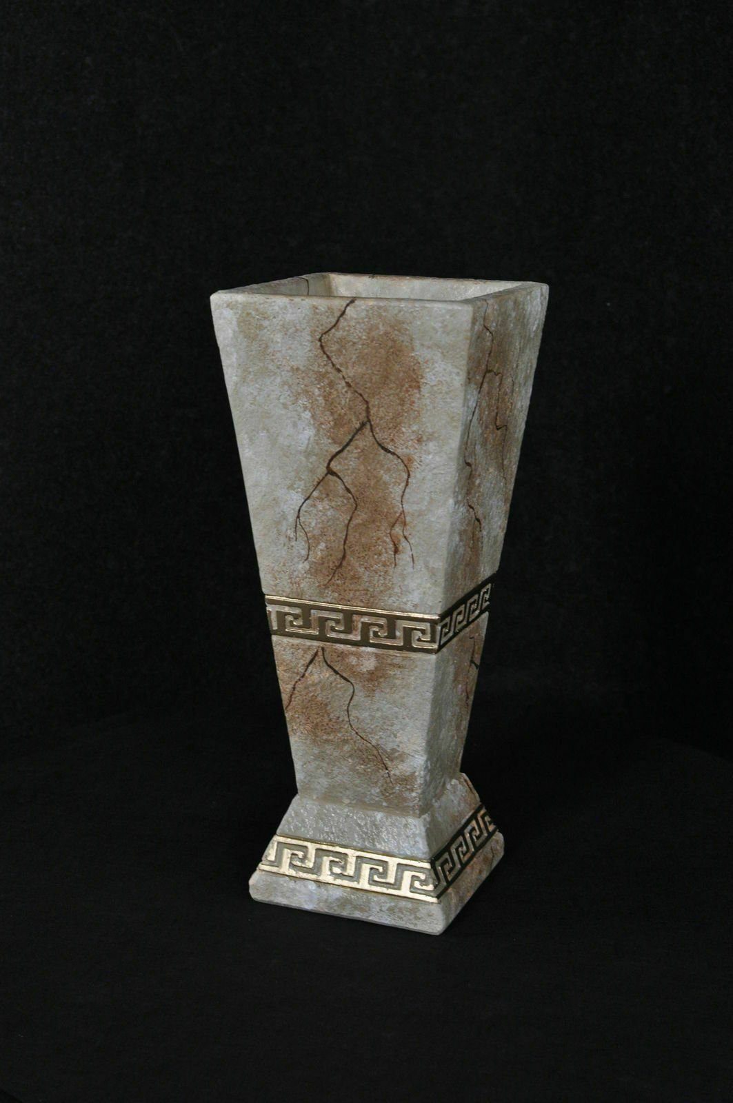 Antik Vase Große Kübel Raum Deko Stil Vasen Obst JVmoebel Skulptur 37cm Blumen Grau