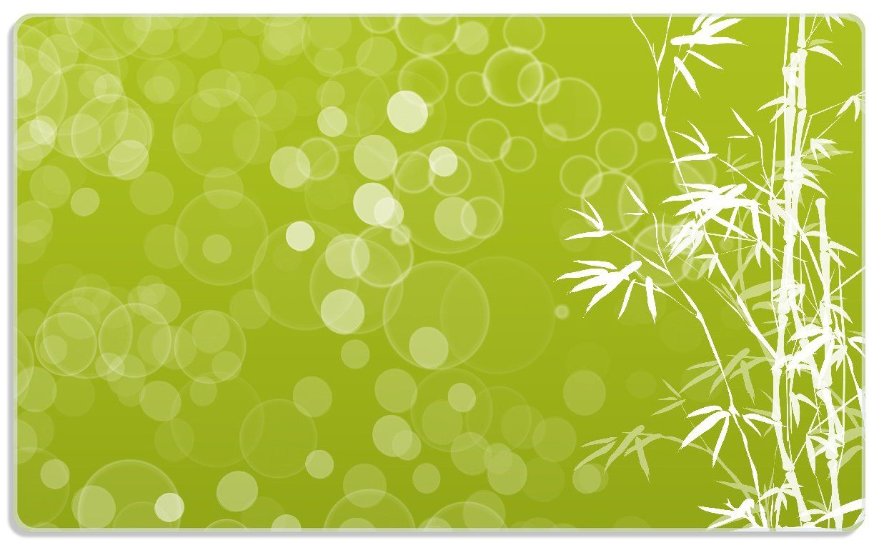 Wallario Frühstücksbrett Bambusmuster grün-weiß, ESG-Sicherheitsglas, (inkl. rutschfester Gummifüße 4mm, 1-St), 14x23cm | Frühstücksbrettchen