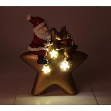 BURI Kugelleuchte 4 Stück Dekofigur LED-Stern mit Weihnachtsmann & Rentier Dekoration