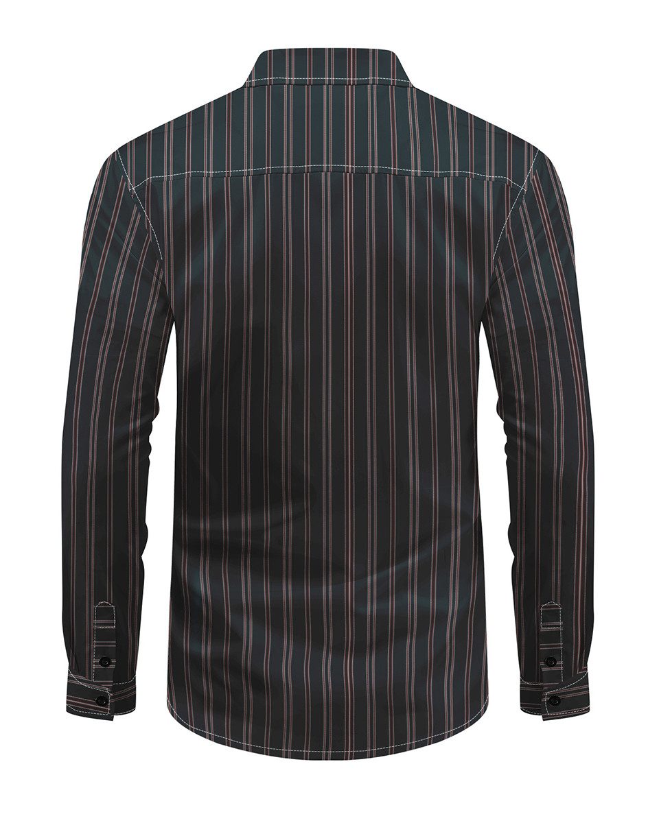 Allthemen Langarmhemd mit mehrfarbigen Blockstreifen Herren Freizeitshemd R günstig online kaufen