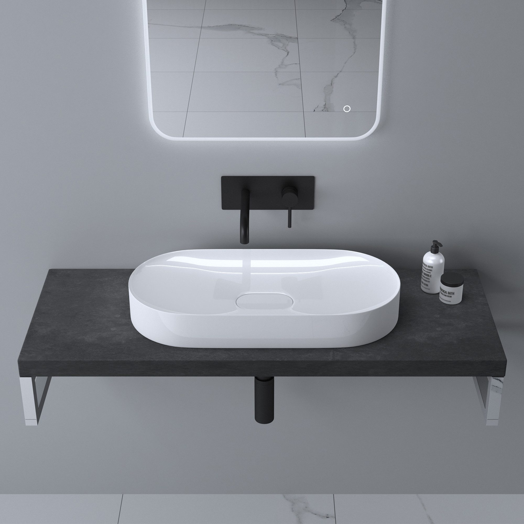 Mai & Mai Waschtischplatte Holzplatte Badezimmer Inkl. 2x Edelstahl Konsolenträger – Bild 3 von 5