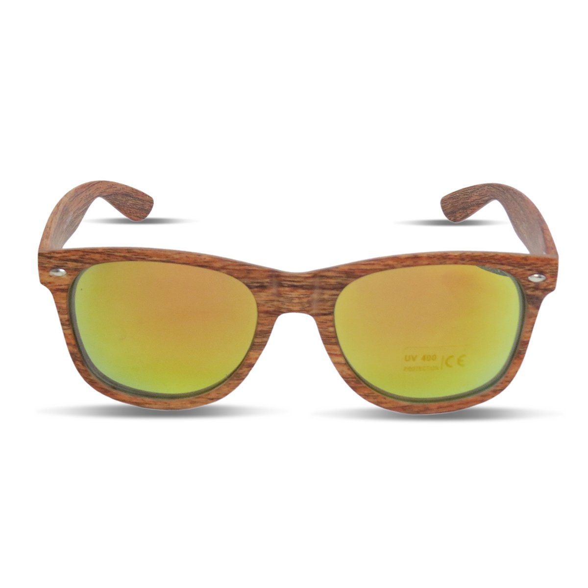 Onesize Verspiegelt Sonnenbrille Originelli beige "Wooden Sonnenbrille Brille Sommer Sonia Classic"