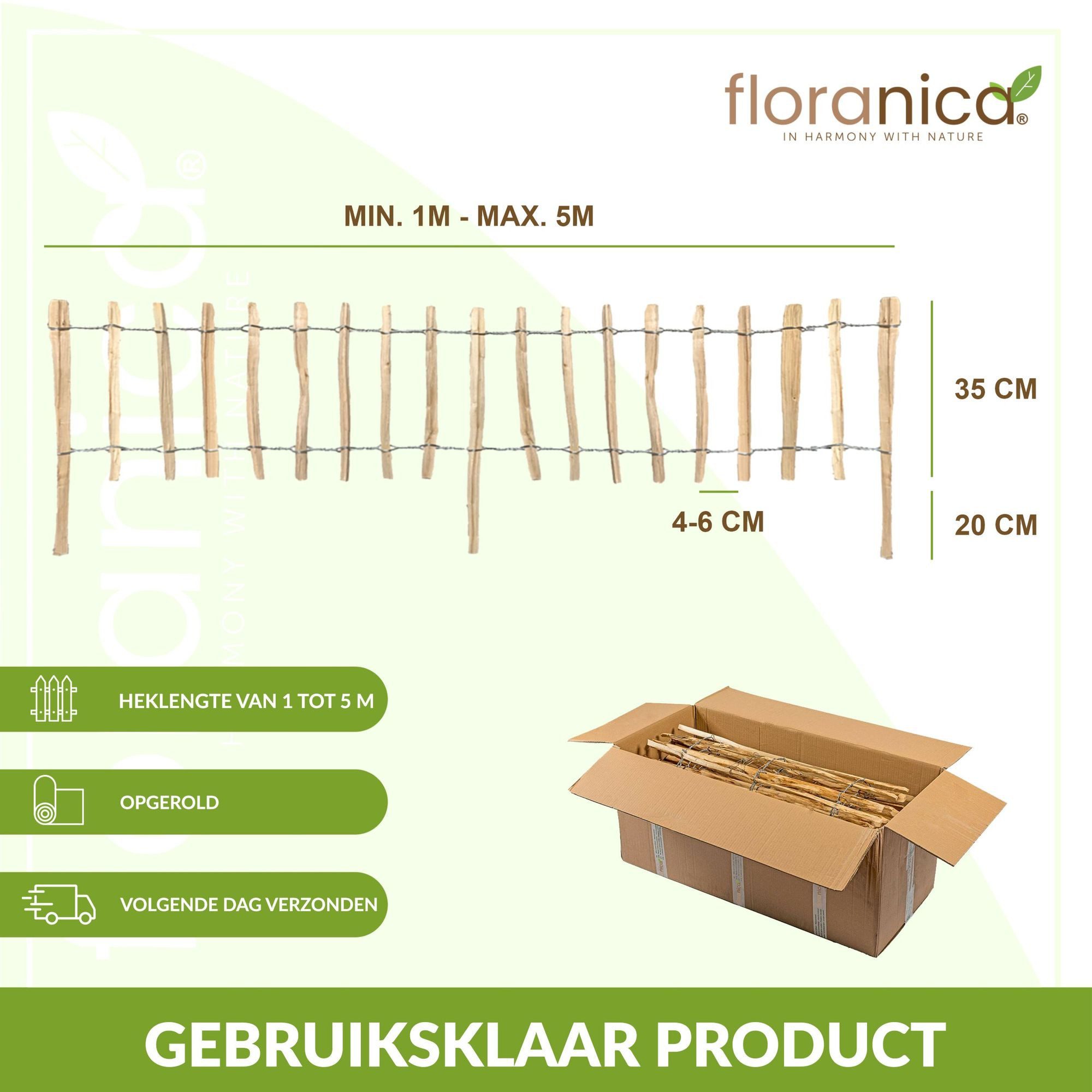 Floranica Staketenzaun Haselnuss mit Pfosten, Stekzaun, günstig online kaufen