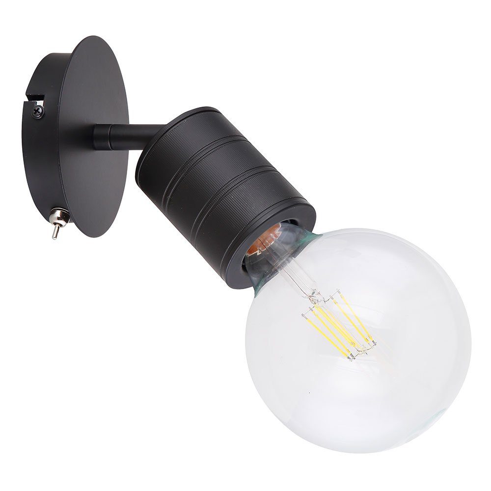 GLOBO LIGHTING Wandleuchte, Leuchtmittel nicht inklusive, Wandlampe Innen mit Schalter Wandspot schwarz schwenkbare