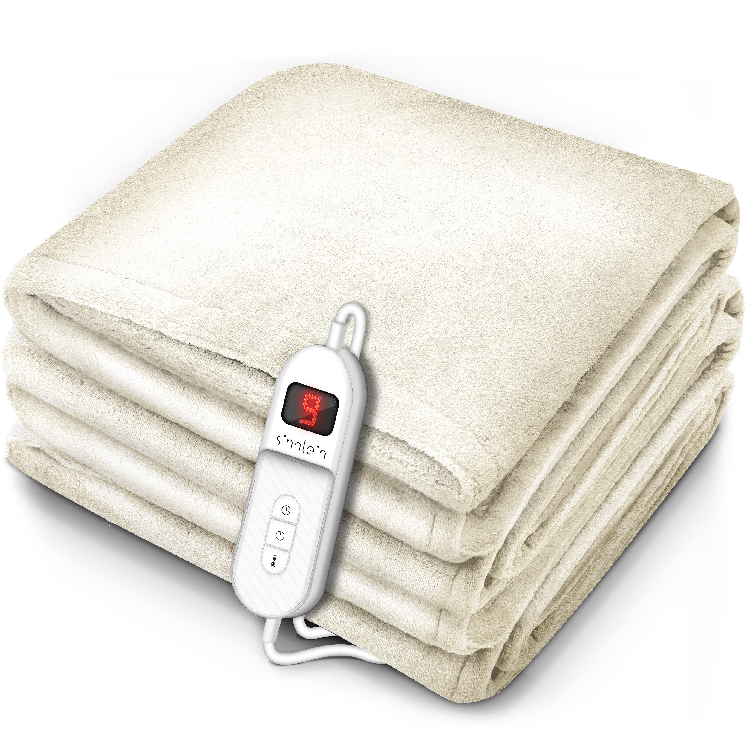 sinnlein Heizdecke Heizdecke elektrisch Wärmeunterbett XXL Wärmedecke Abschaltautomatik, Heizdecke aus Plüsch, Timerfunktion, 9 Temperaturstufen, waschbar bis 40°C, Digitalanzeige