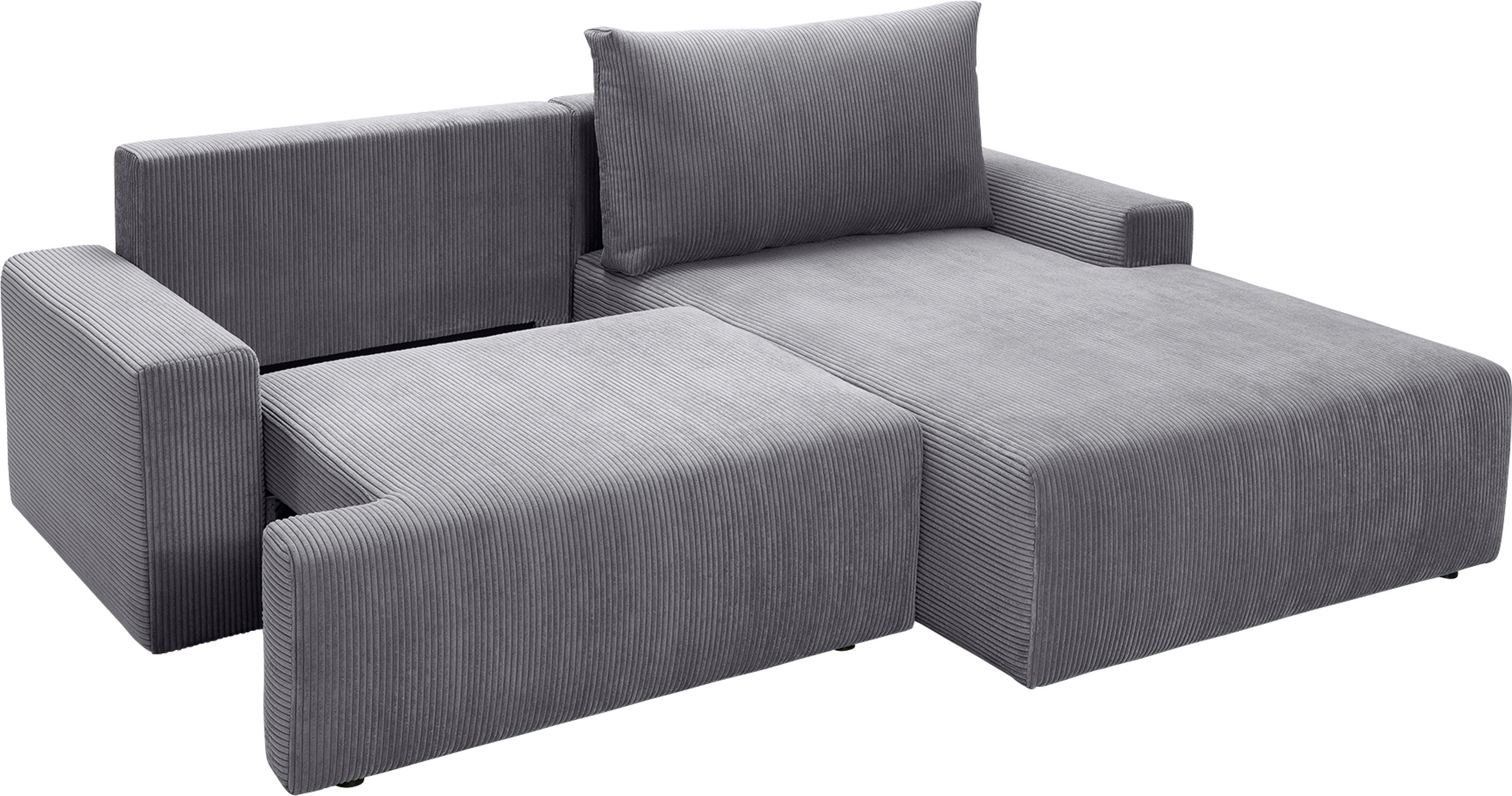 Bettfunktion exxpo fashion Cord-Farben verschiedenen - sofa in und Orinoko, Bettkasten grey Ecksofa inklusive