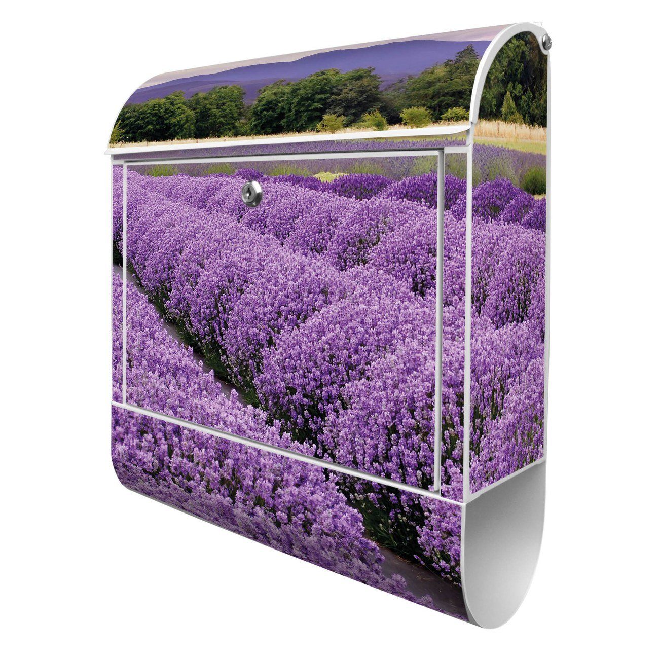 banjado Wandbriefkasten Stahl Lavendel (Wandbriefkasten witterungsbeständig, pulverbeschichtet, mit Zeitungsfach), 39 x 47 x 14cm
