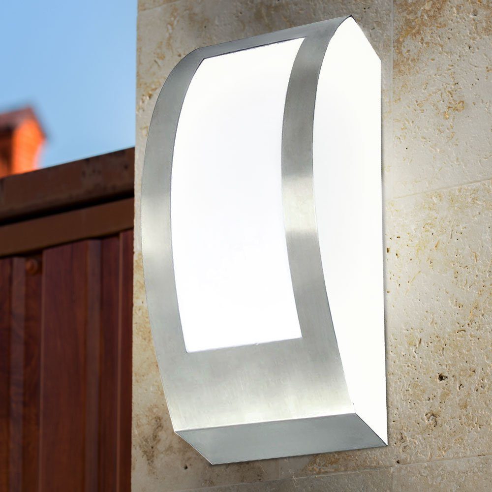 V-TAC Außen-Wandleuchte, Leuchtmittel nicht inklusive, Außenlampe Wandleuchte Hauswandlampe Edelstahl IP44 silber L 25 cm