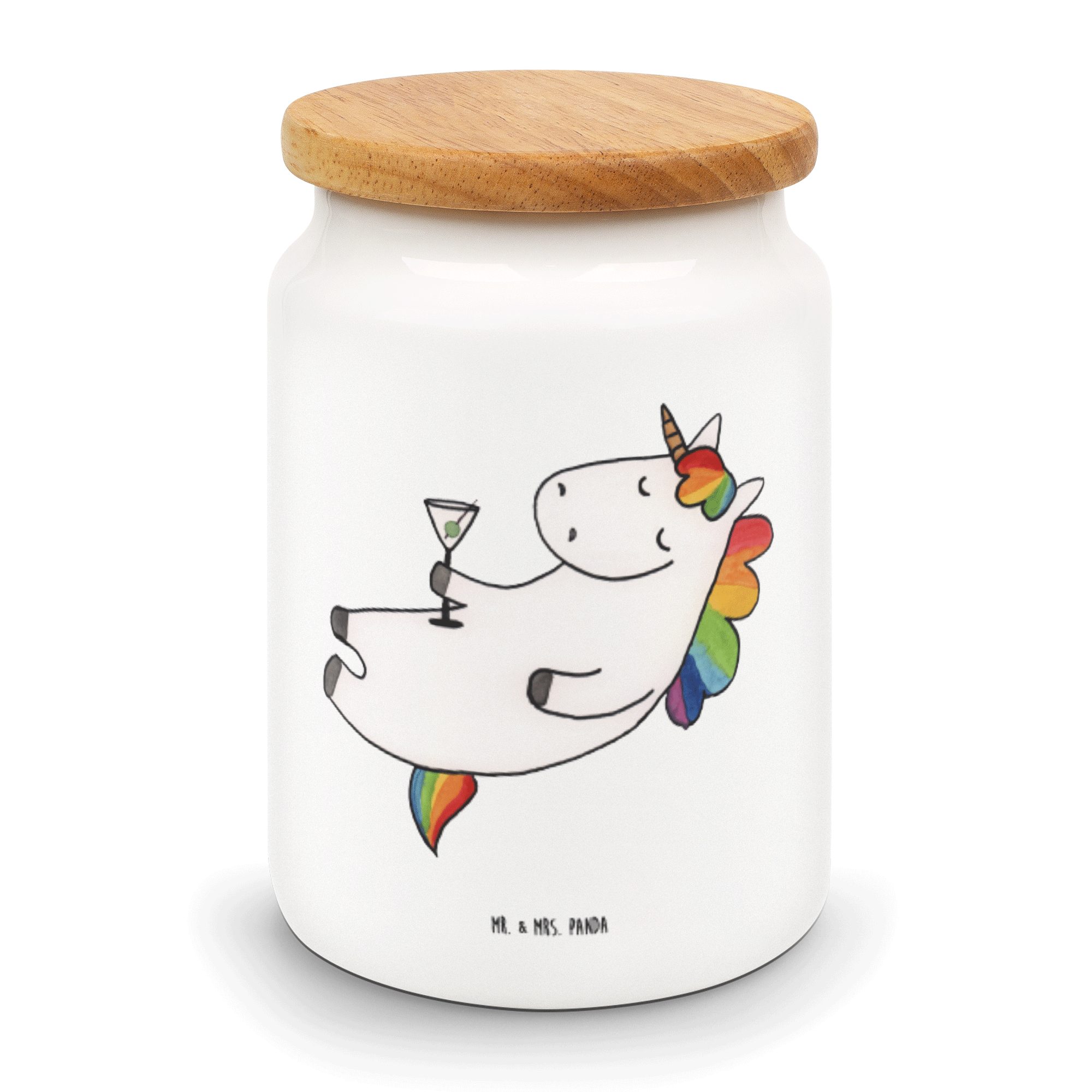 Mr. & Mrs. Panda Vorratsdose Einhorn Cocktail - Weiß - Geschenk, witzig, Vorratsdose, Rum, Einhorn, Keramik, (1-tlg)