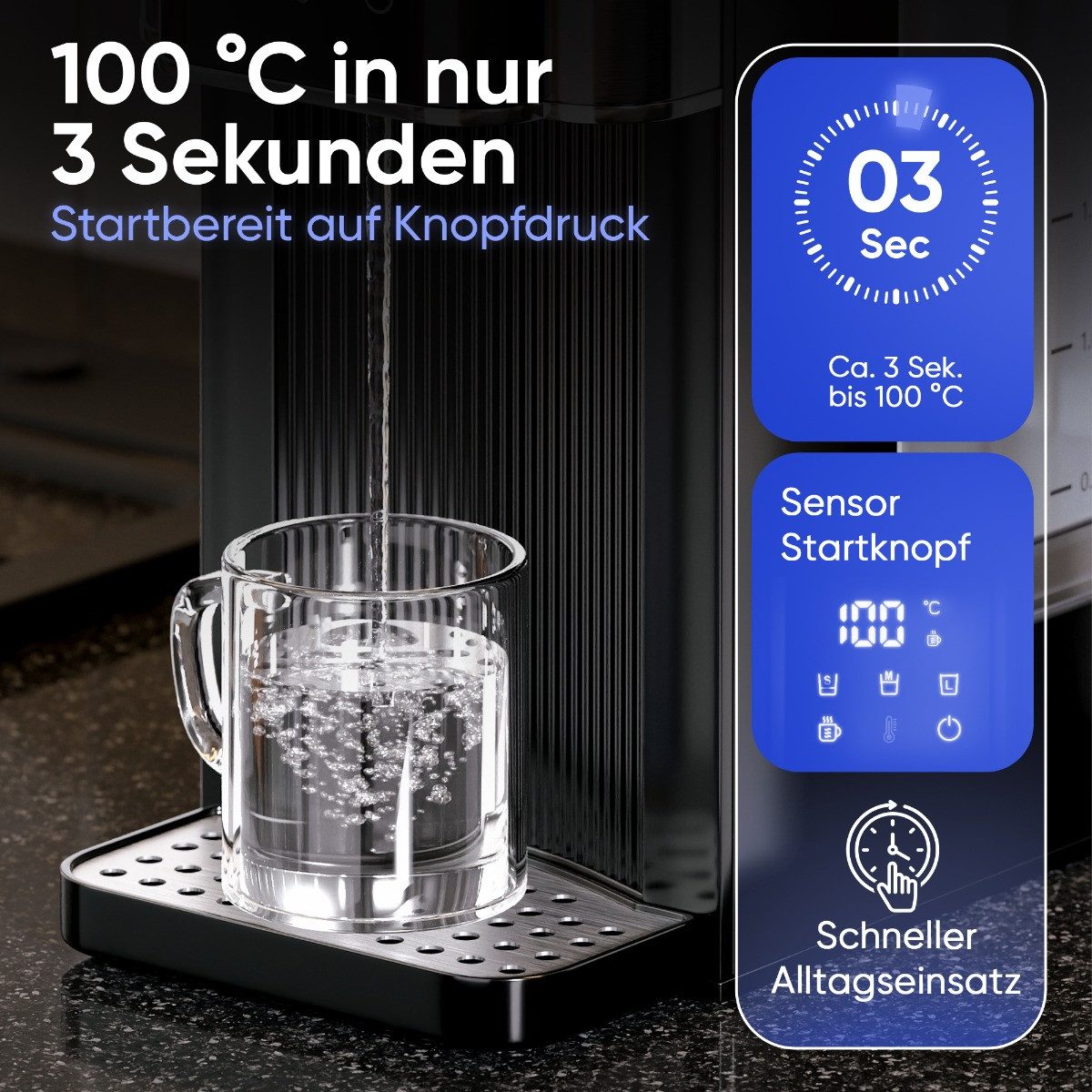 ProfiCook Heißwasserspender PC-HWS 1320, 100°C in 3 Sek., Babynahrung geeignet, 40-100°C