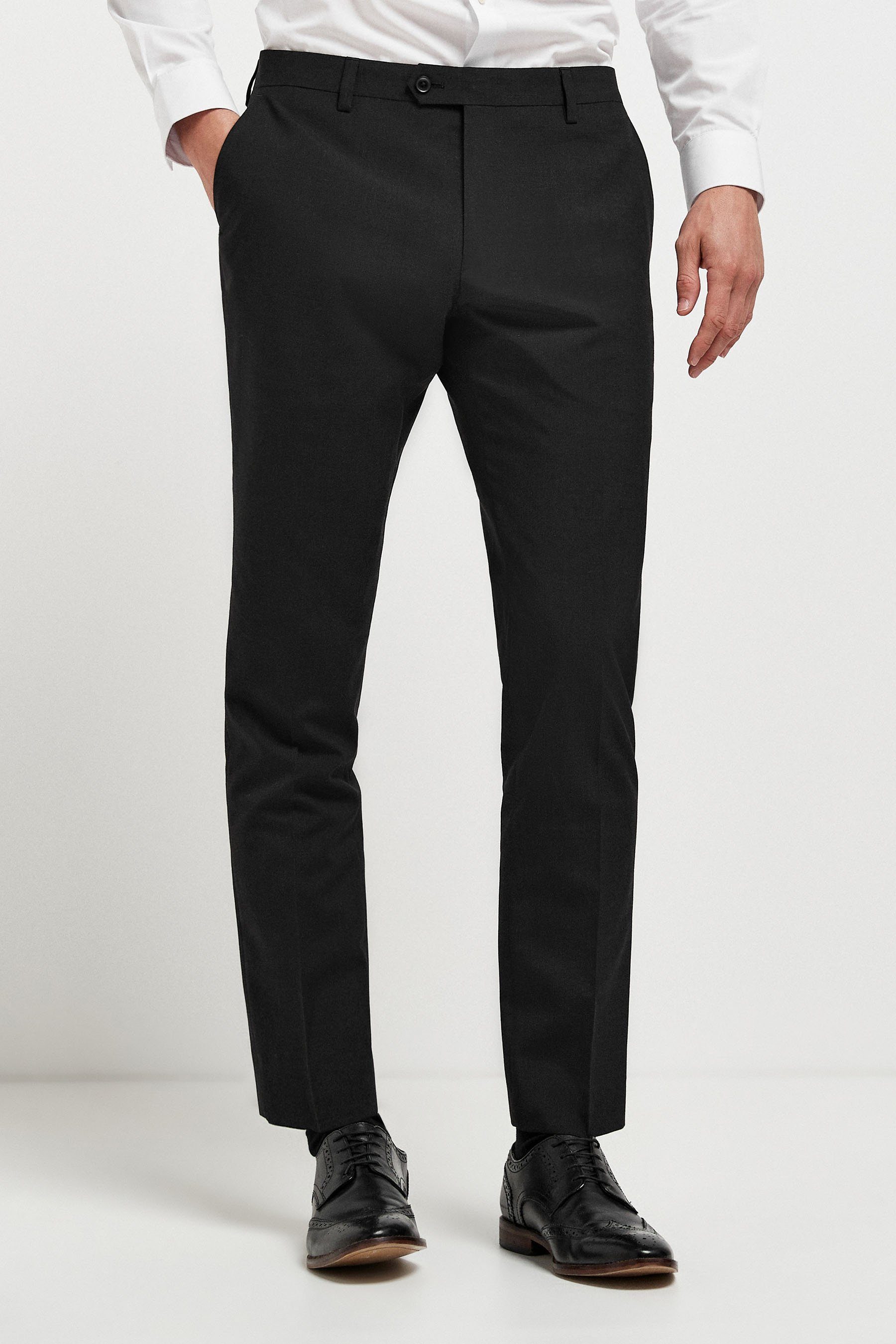 Next Anzughose Strukturierte Anzughose mit Wolle: Slim Fit (1-tlg) Black