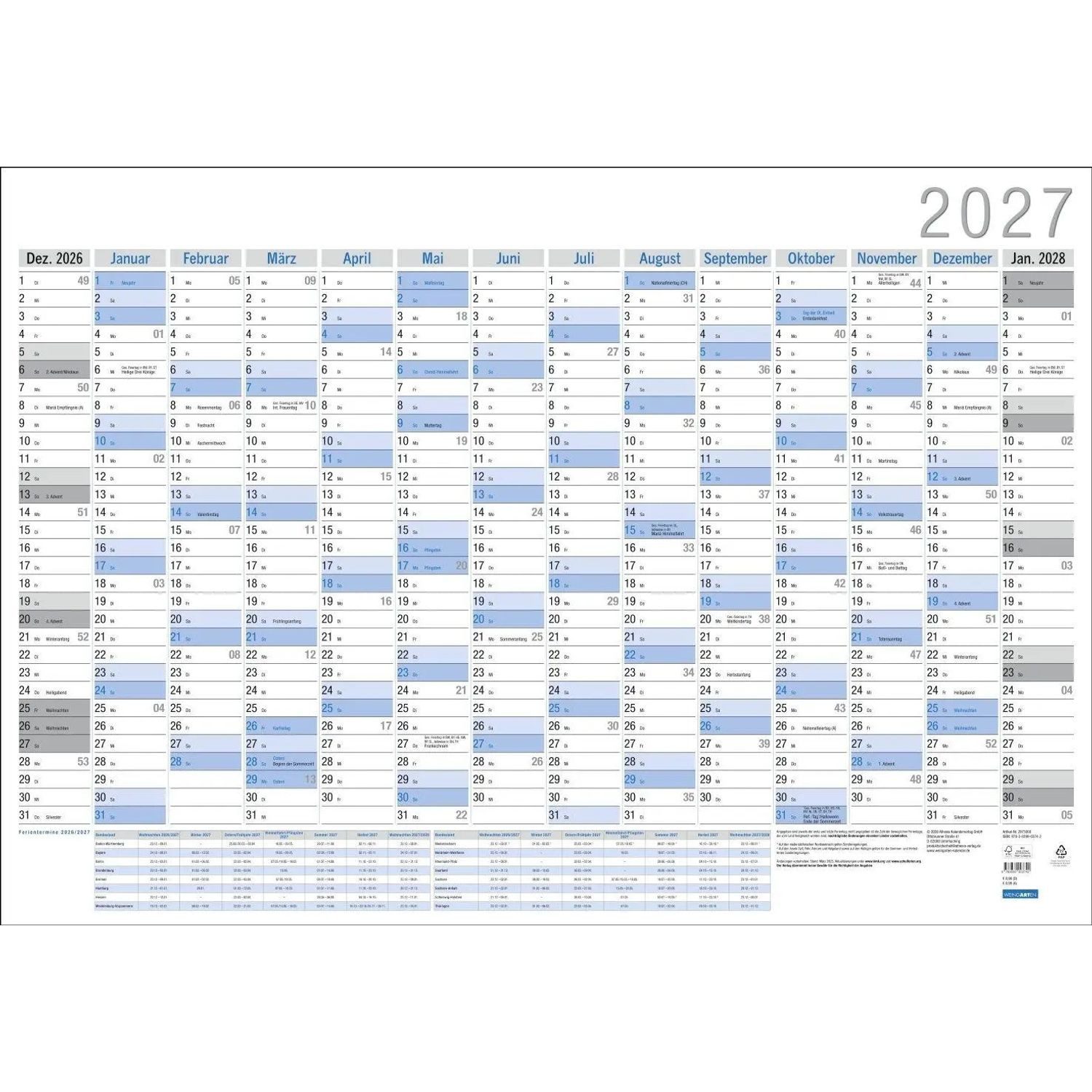 Wandkalender Wandplaner Neut**l 2027