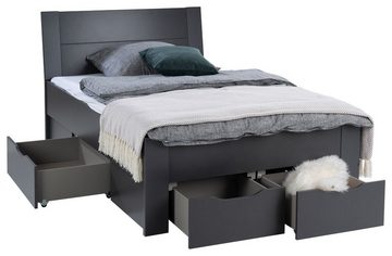 rauch Bettgestell ADITIO, Grau Metallic, 120 x 200 cm, 4 Schubladen, Einzelbett