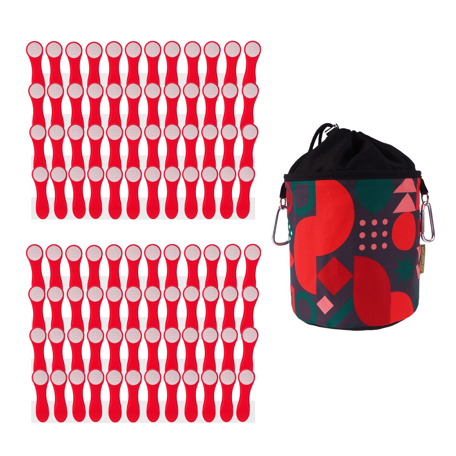trendfinding Wäscheklammern 96 Wäscheklammern Rot-Weiß Edelstahl und 1 Klammerbeutel Retro Red, Mit neuester Klammertechnik für empfindliche Wäsche