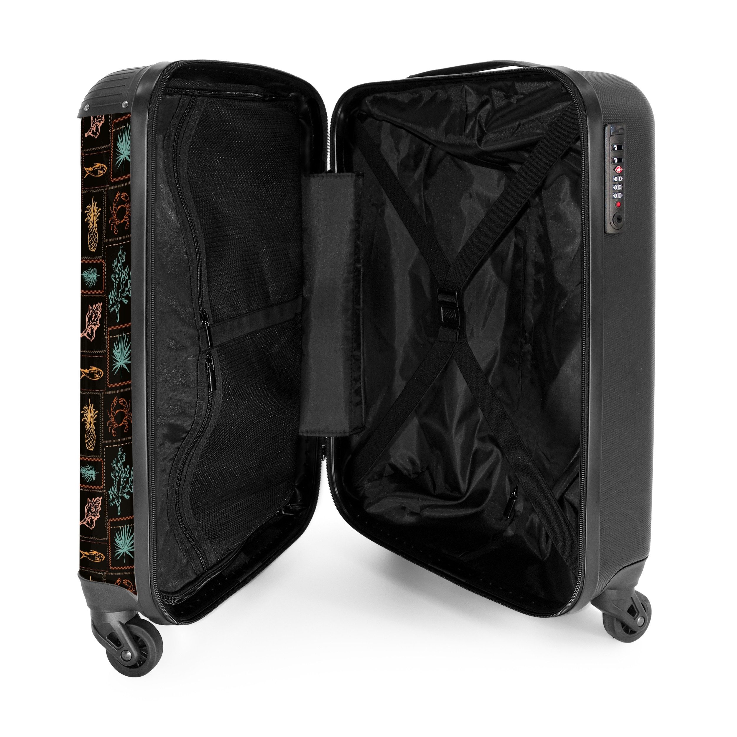 NoBoringSuitcases.com© Hartschalen-Trolley Dunkle Sommer-Vibes Druck 55x35x20cm, 4 Rollen, Kinder Koffer Klein, Trolley Handgepäck, Reisekoffer