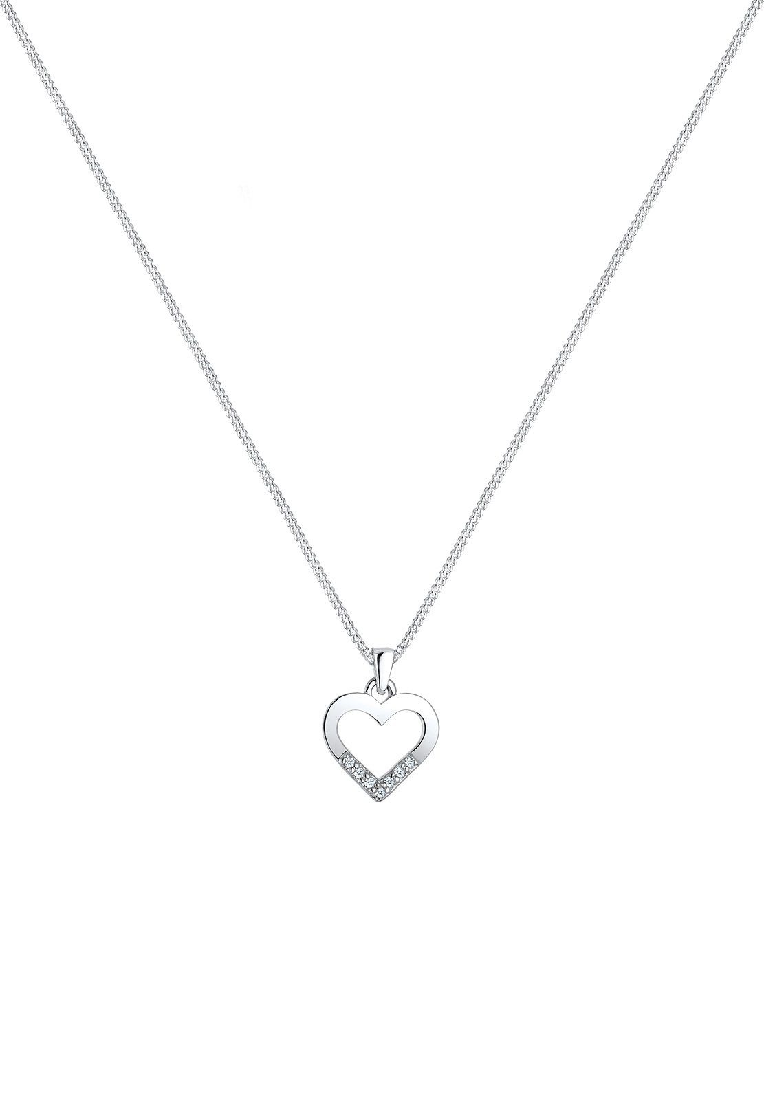 Elli DIAMONDS Kette mit Diamant Anhänger ct) Herz Herz Liebe (0.035 Silber, 925