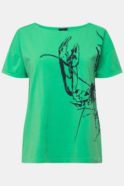 Laurasøn Rundhalsshirt T-Shirt Langusten-Print U-Boot-Ausschnitt Halbarm