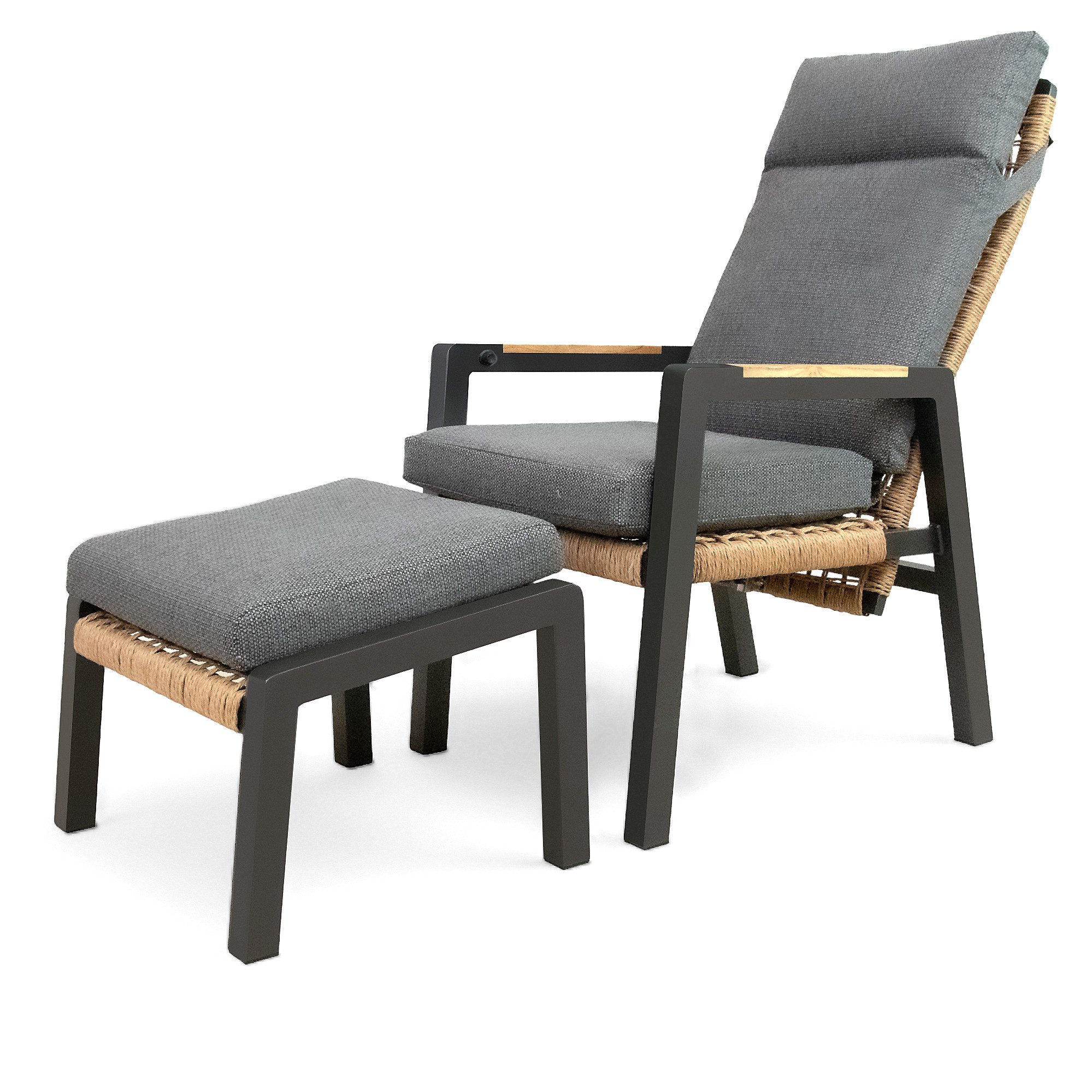 osoltus Sessel osoltus Vicenza Set Gartensessel mit Hocker verstellbar