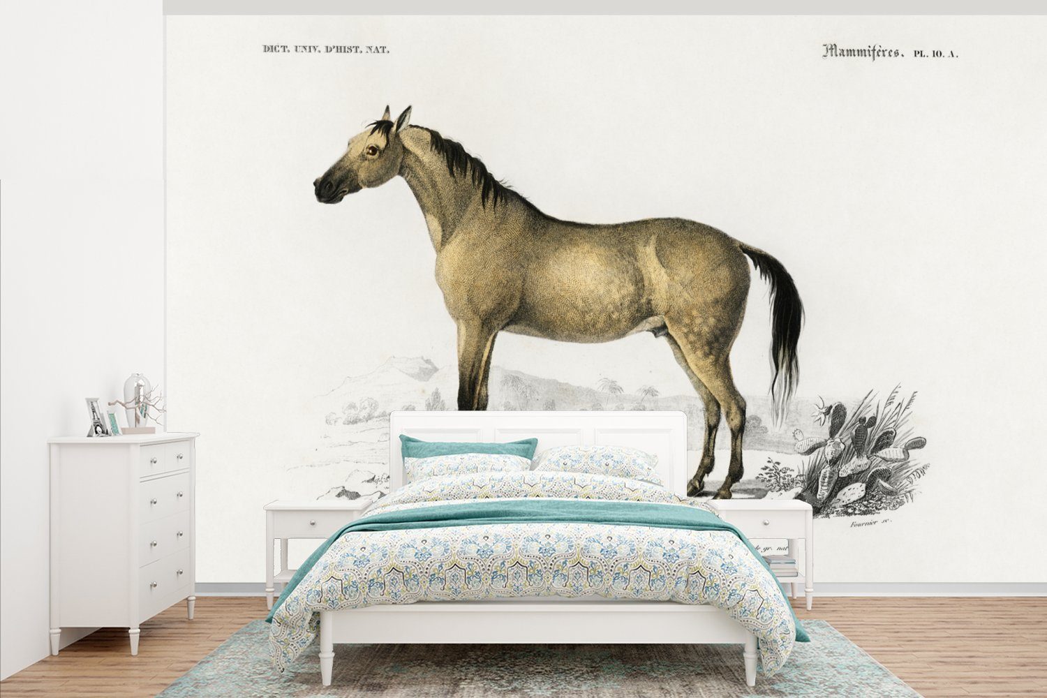 MuchoWow Fototapete Pferd - Vintage - Wohnzimmer, Tapete Vinyl bedruckt, Montagefertig St), (7 Wandtapete für Tier, Matt
