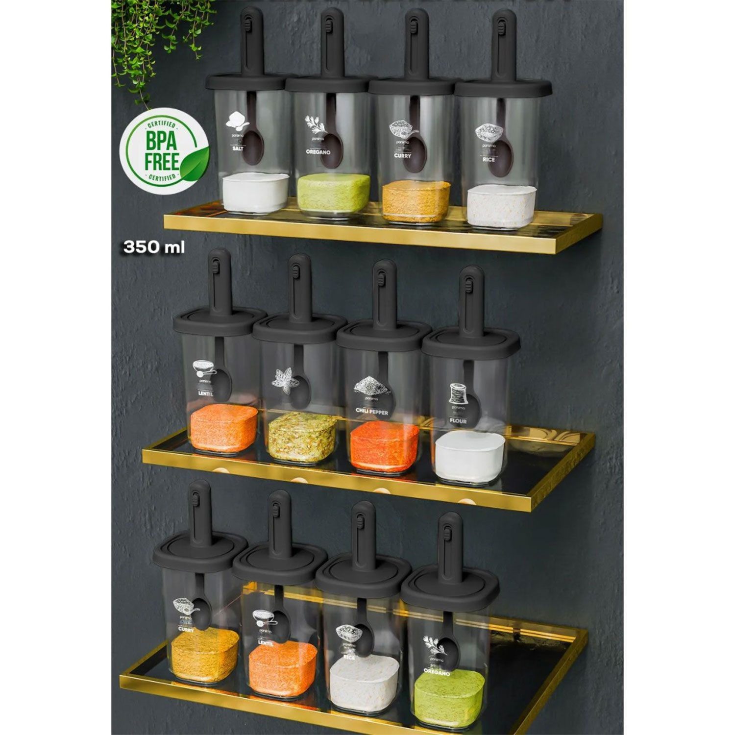 Jungengel Gewürzbehälter 12x Vorratsdosen 350ml mit Löffel Gewürzdosen Fris günstig online kaufen