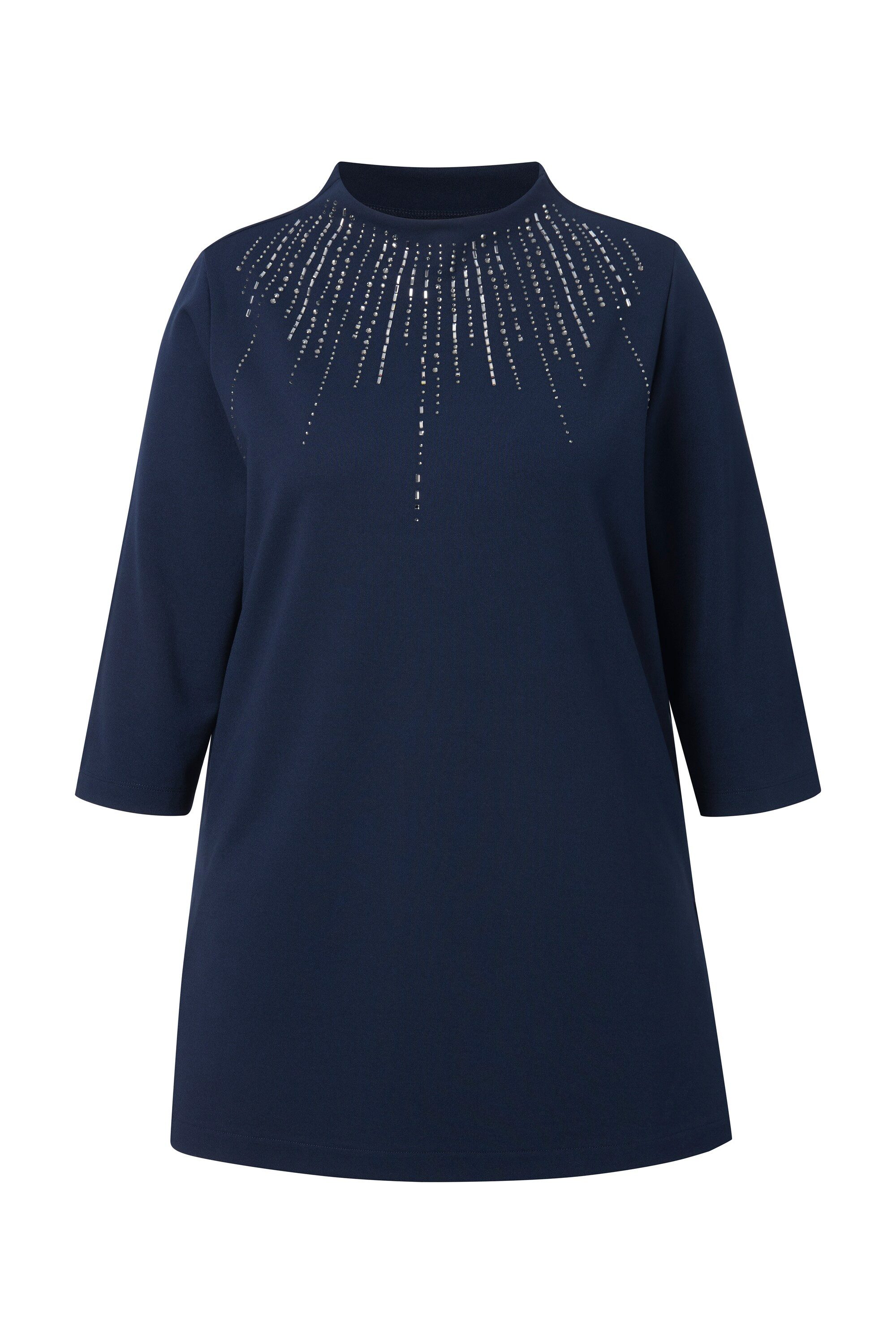 Ulla Popken Sweatshirt Sweatshirt Ziersteine A-Linie Stehkragen Langarm günstig online kaufen