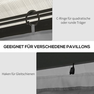 Outsunny Markise 4 Seitenteile für 3x4 m Pavillon mit Haken (Vorhänge, 4-St., Seitenwände) für Gartenpavillon Partyzelt Polyester Hellgrau 352 x 205 cm