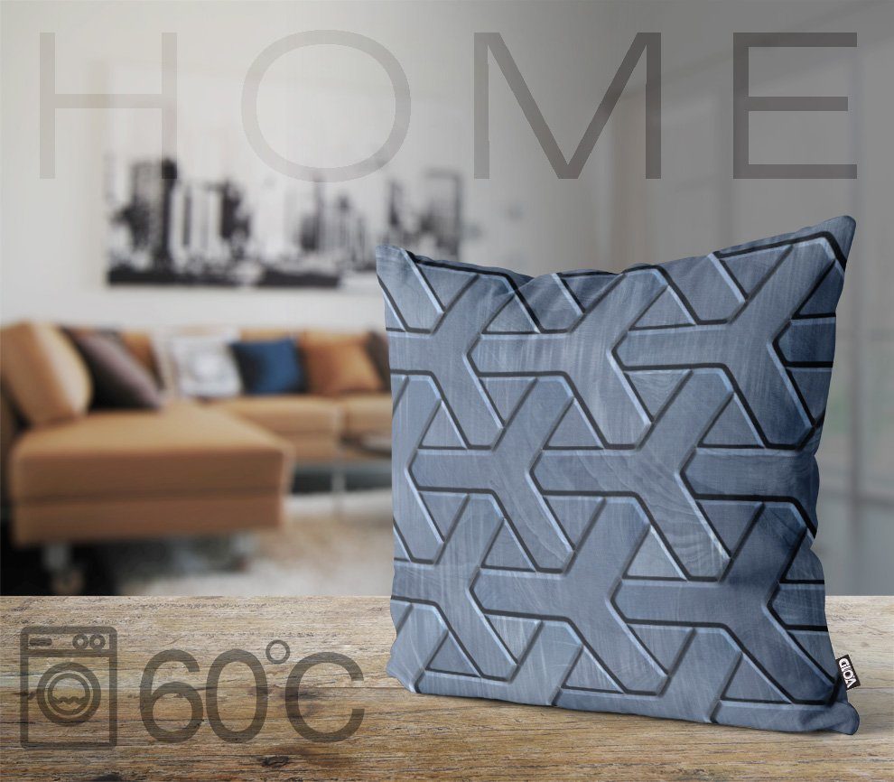 Kissenbezug, Grafik Muster Metal Design (1 Sofa-Kissen Oberfläche Grau Geometrisch gemustert Kunst VOID Stück),