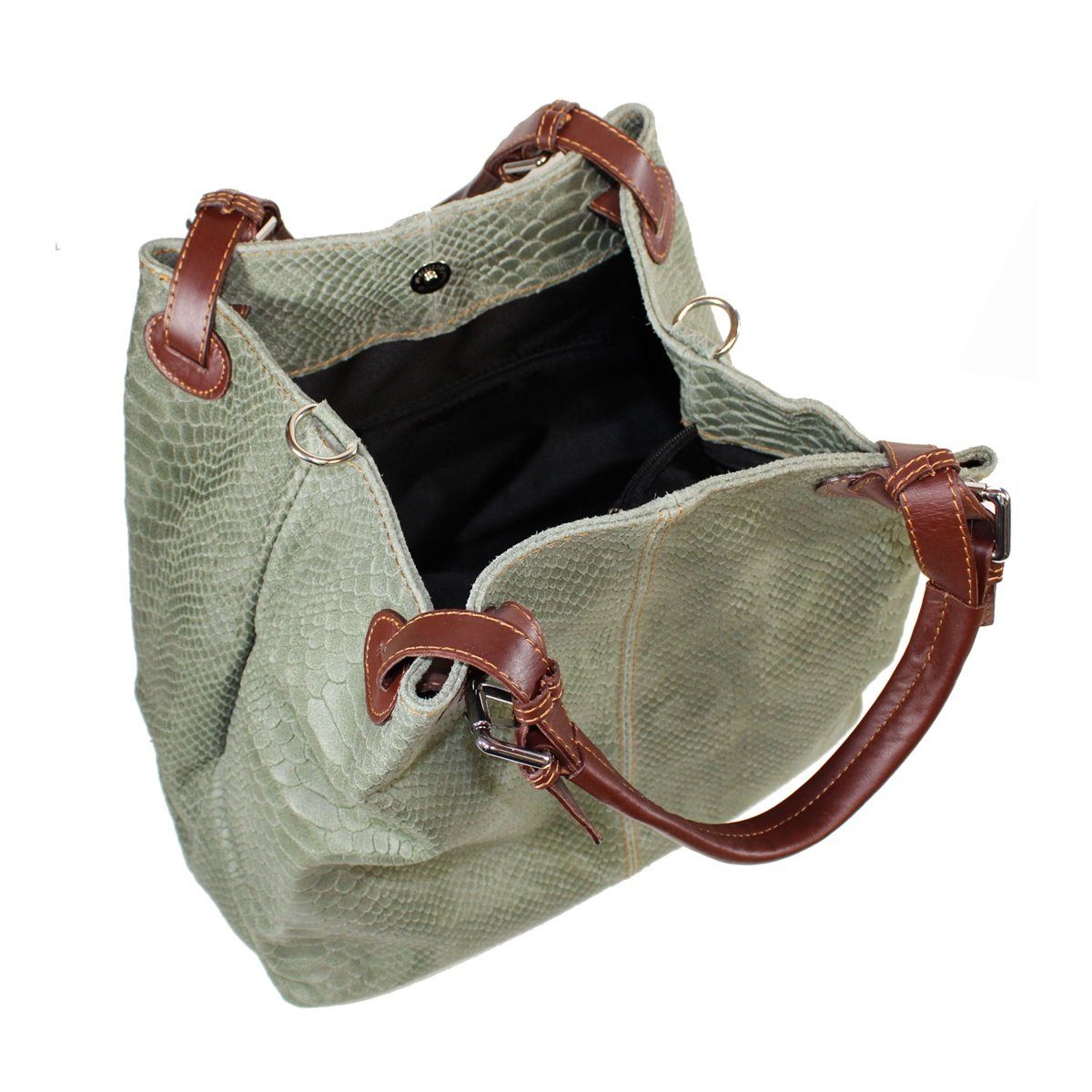 fs-bags Handtasche mit Leder fs6929, Mint in Prägung, Made Italy
