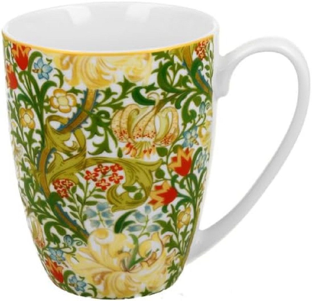 Duo-Gift Becher Porzellan Sommer, Tieren, Vogel, Blumen. Planzen Motiv, 1-tlg., Porzellan Tasse ca. 350 ml GOLDEN LILLY / Lillien, Sommer Kollektion, DUO Porzellankollektion, Suovenir, Ideal als Geschenk, Dekoration