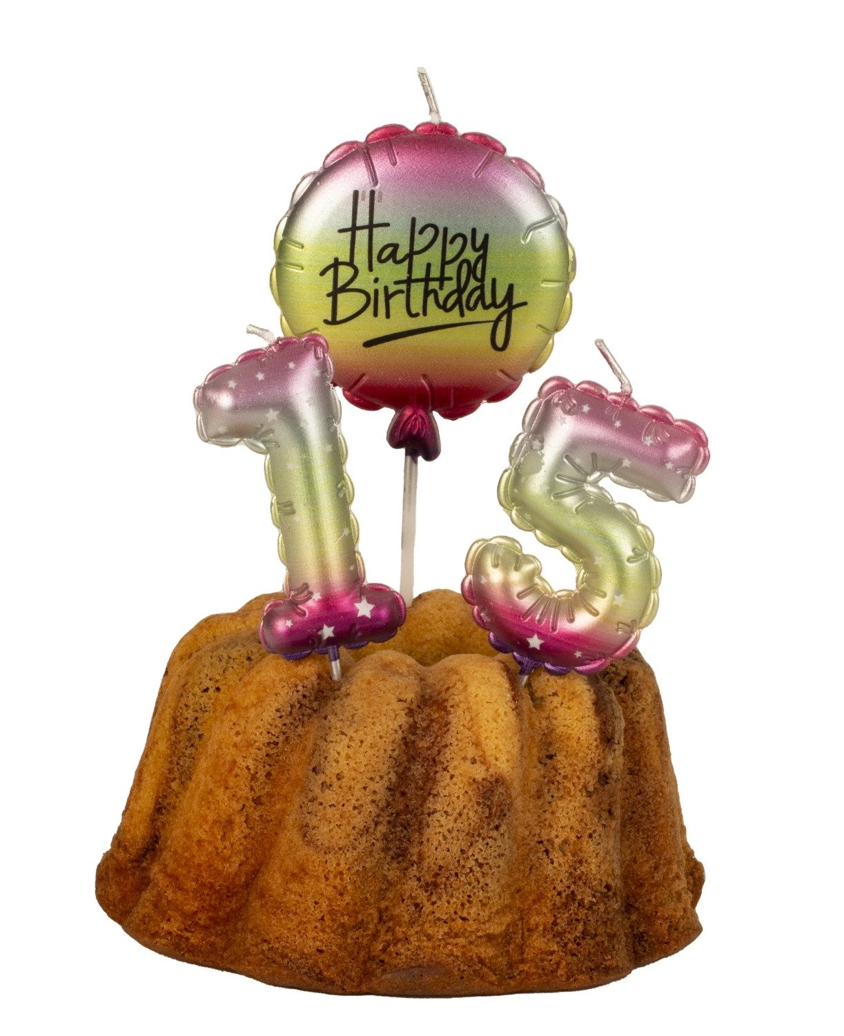 XiRRiX Geburtstagskerze Tortenkerze Ballon Happy Birthday Kuchendeko 13 cm (Kuchentopper, Tortenstecker), Tortendekoration Kerze in Regenbogenfarben