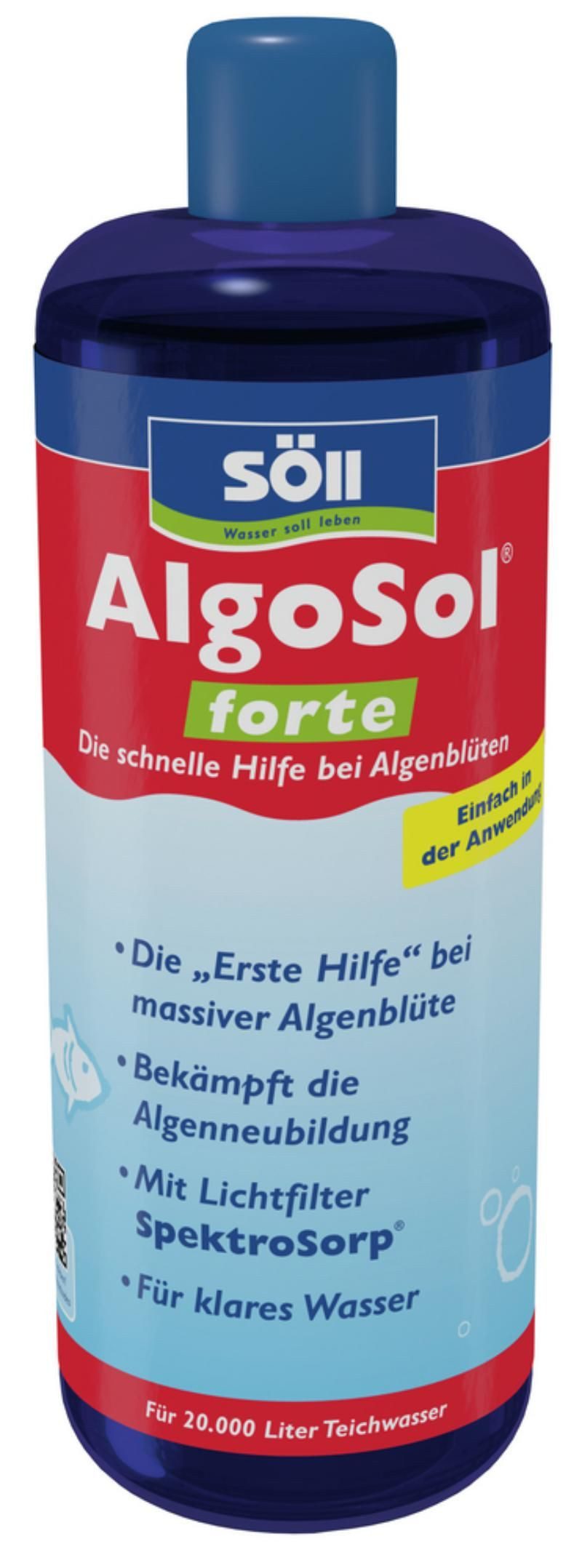Algenbekämpfung Söll Algenentferner 1 Liter AlgoSol® forte für 20 Qbm Teichwasser