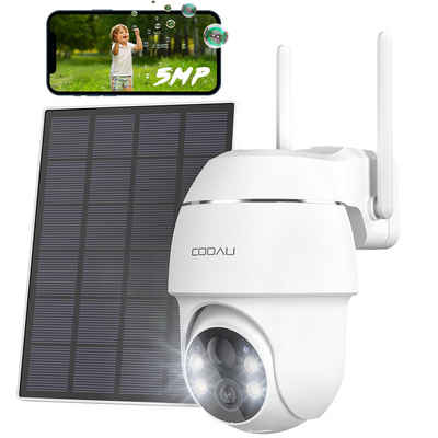 COOAU 5MP Überwachungskamera Aussen mit Solarpanel 4dBi Kamera Überwachung Überwachungskamera (Aussen, Außenbereich, Akku WLAN Outdoor Kamera mit H.265-Videokomprimierung, 1-tlg., 4 Spotlight,SDCard/Cloud-Speicher,2.4GHz WLAN, Intelligente PlR- Menschenerkennung, 360° Betrachtungswinkel)