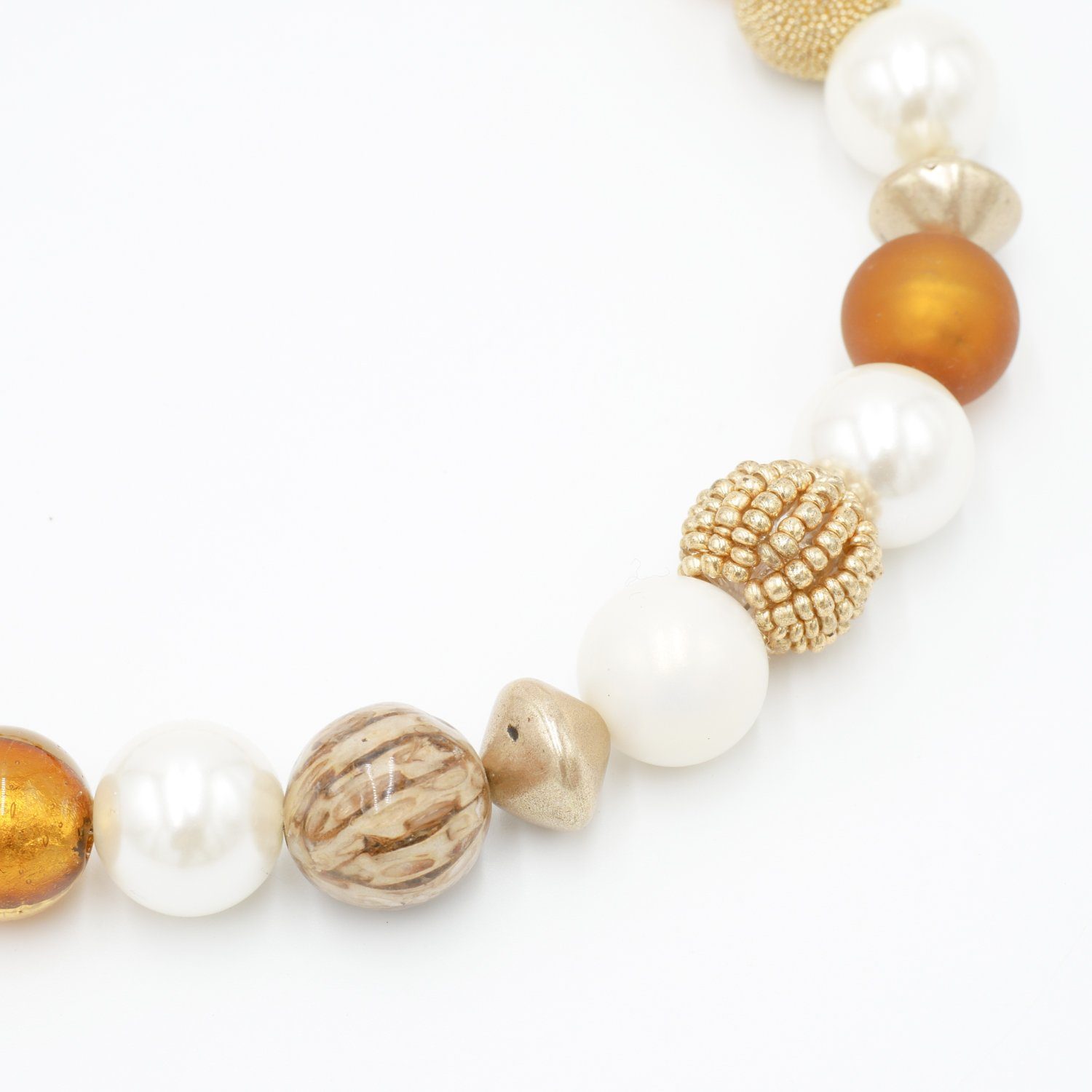 Damen Schmuck Feliss Perlenkette Amber Passion, 45 cm lang, Kette für Damen, Made in Germany, mit Glas- und Keramik, Unikat, Sta