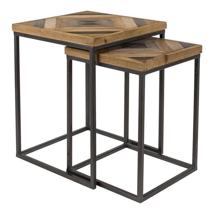 Depot Beistelltisch Beistelltisch-Set Joy (Packung 2 Tische in zwei verschiedenen Größen) aus Tannenholz Eisen 2-teilig