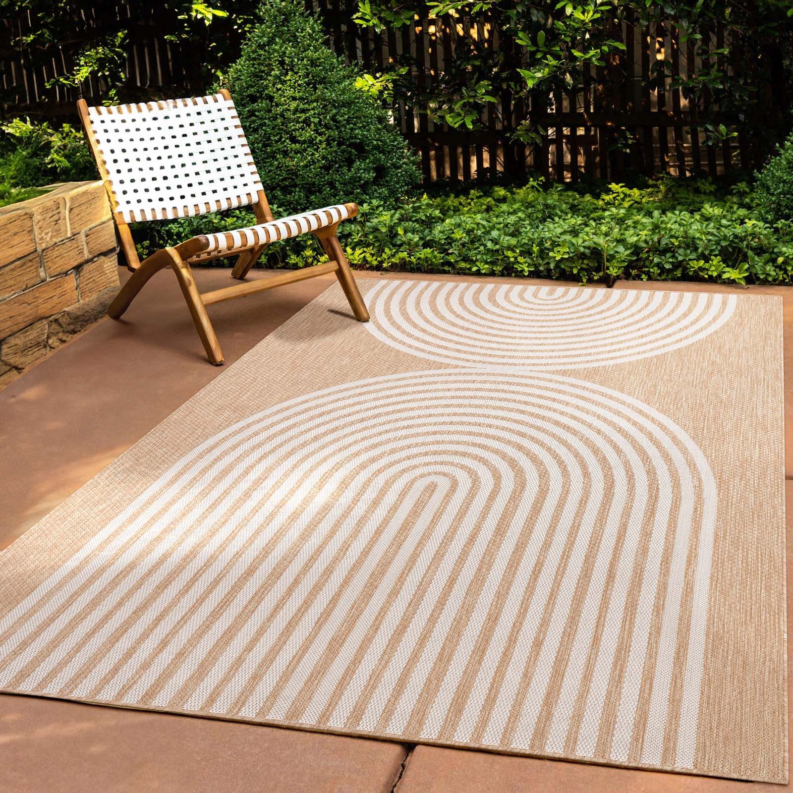 Teppich Tara Carpet Columbia-Fashion Wave In & Outdoor auch für die Küche, TaraCarpet, rechteckig, Höhe: 5 mm, Balkon Terrasse Wintergarten natur creme Esszimmer 240x340