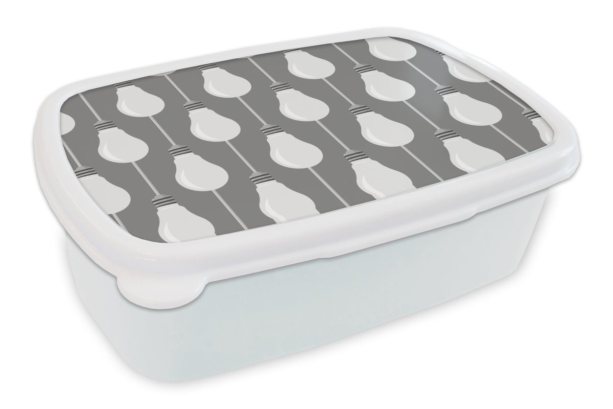 Brotbox Muster Lunchbox Lampen Jungs Erwachsene, - Kinder MuchoWow für Retro, Mädchen weiß - und (2-tlg), und für Brotdose, Kunststoff,