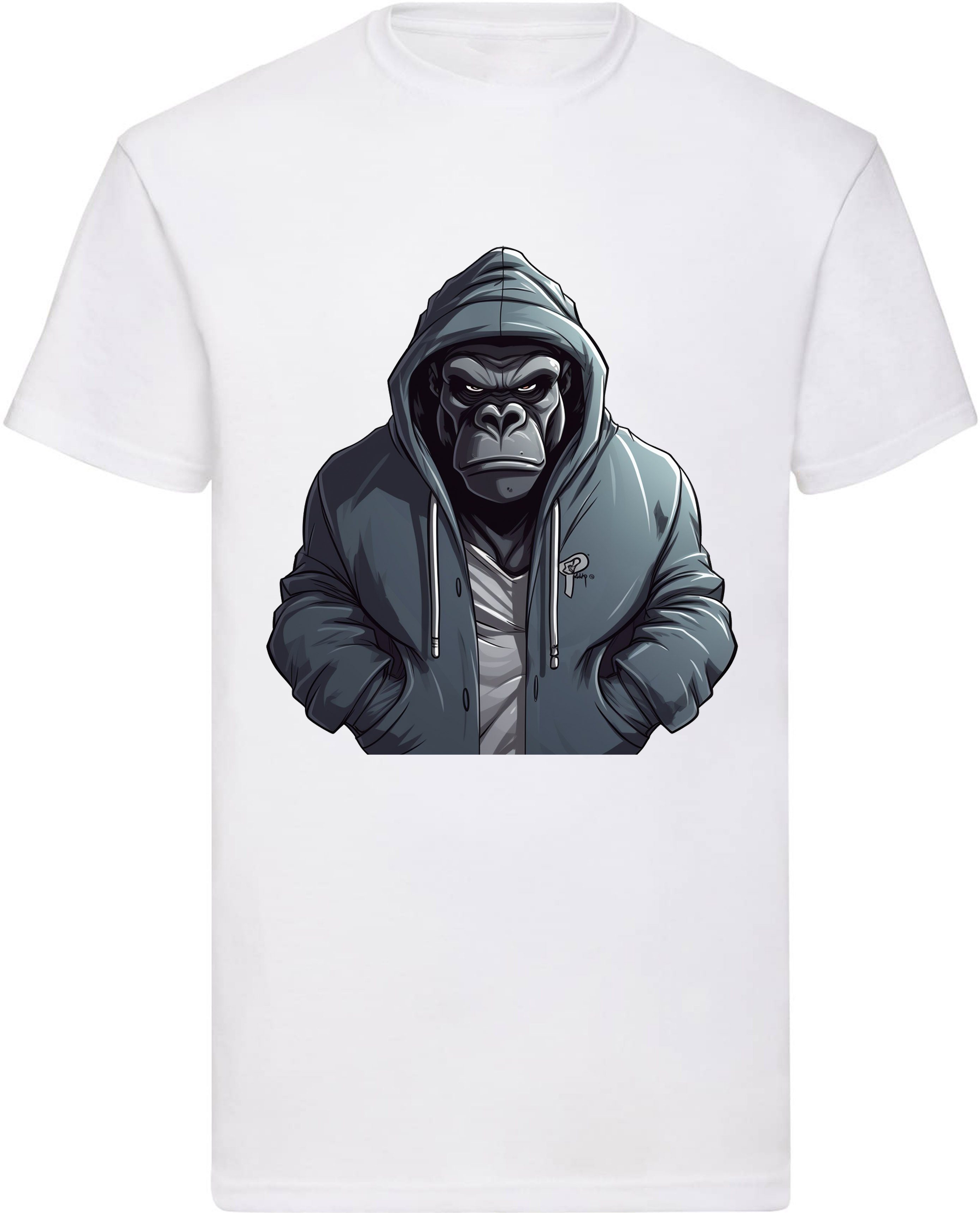 Banco T-Shirt Gangster Affe DTF Druck aus 100% Baumwolle Rundhalsauschnitt mit besonderem DTF Druck Weiß