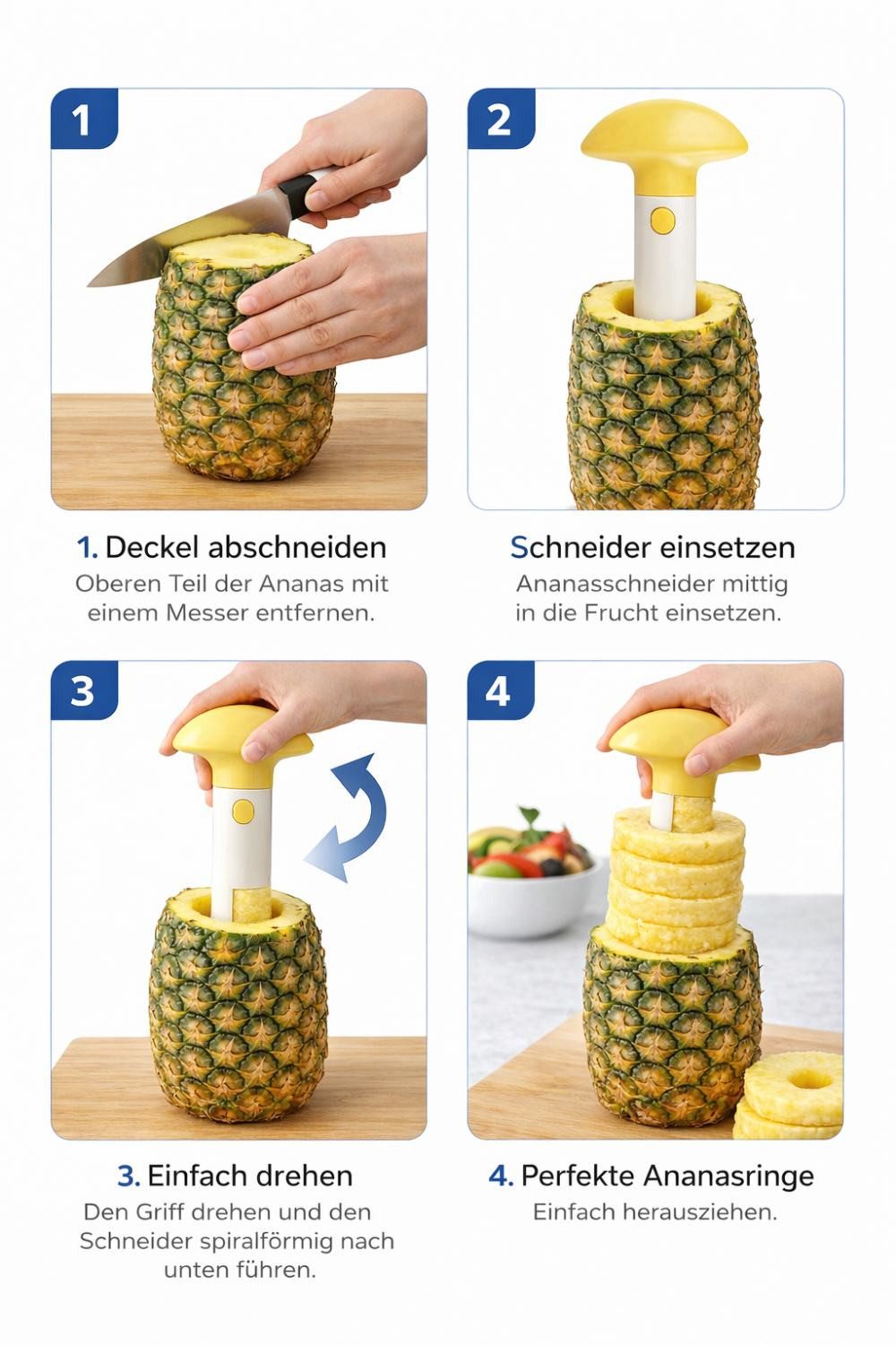Ernesto Obstmesser Ernesto Ananasschneider, Küchenhenhelfer, Schneidet Ananas in gleichmäßige Ringe
