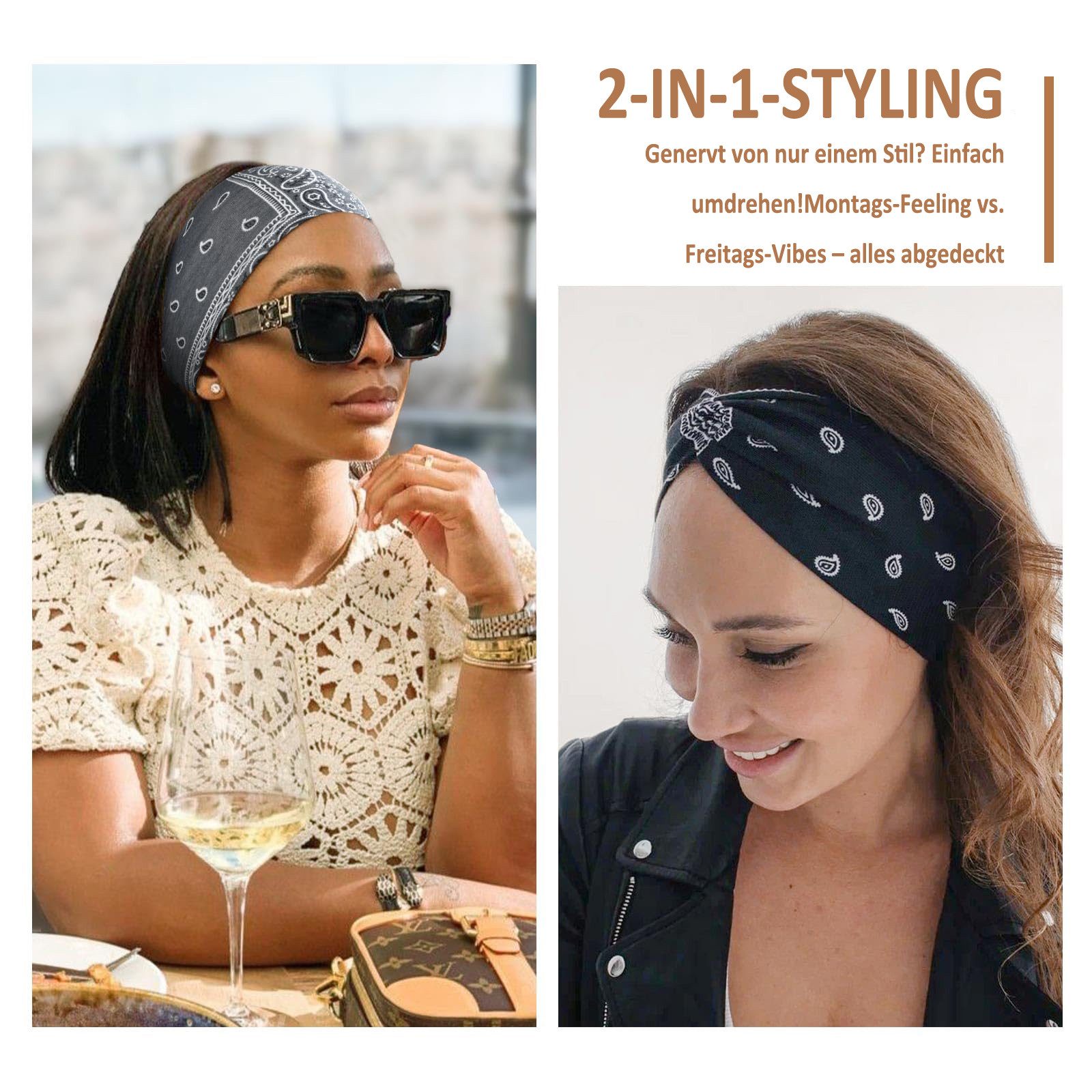 nsihing Haargummi 6er-Set Damen-Haarbänder, elastische rutschfeste schmale Haargummi, geeignet für Yoga, Fitness, Sport, Laufen und das Fitnessstudio