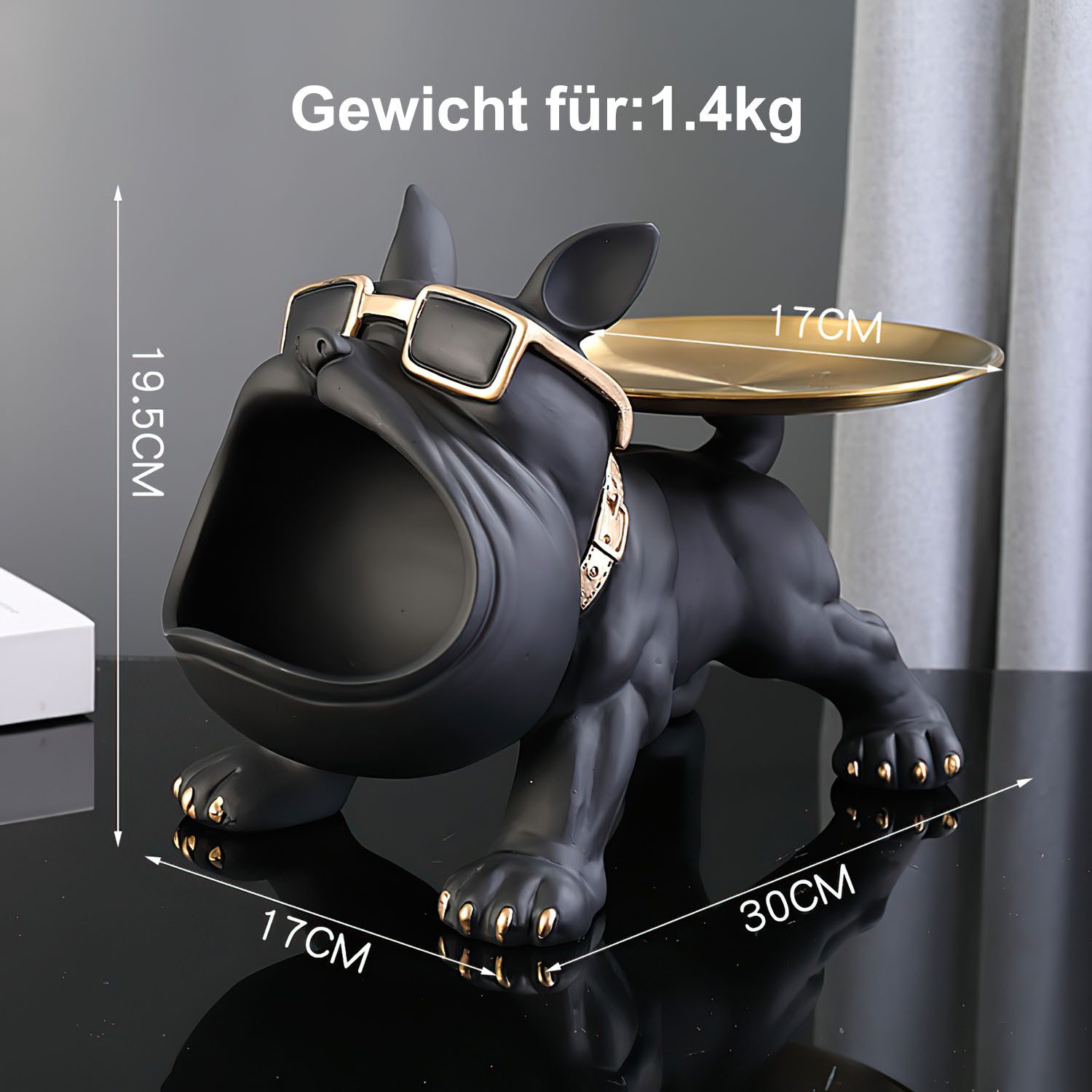 Refined Living Dekoschale Bulldogge Skulptur Deko Französische Bulldogge Tablett (Big Mouth Schlüssel Schale Schmuck Aufbewahrungsbox Storage Sculpture, 1 St., Dekotablett Dekoobjekt Dekofigur Halloween- und Weihnachtsgeschenke), für Wohnzimmer Eingangsbereich Büro Schreibtischdekoration