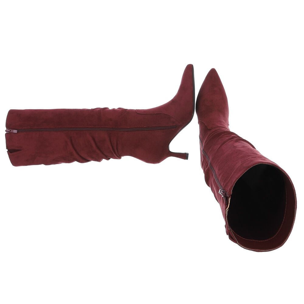Ital-Design Elegante Overknee-Stiefel mit Stiletto Absatz für Damen Stiefel (90417989) Pfennig-/Stilettoabsatz Stiefel in Weinrot