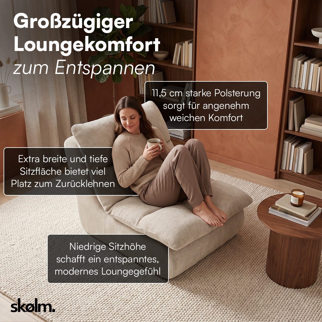 skølm Relaxsessel Sváfa aus Cord/Chenille, dick gepolsterter Vollschaumessel 11,5 cm (Chenille, Beige), vakuumiert – ohne Aufbau – Bild 2 von 5