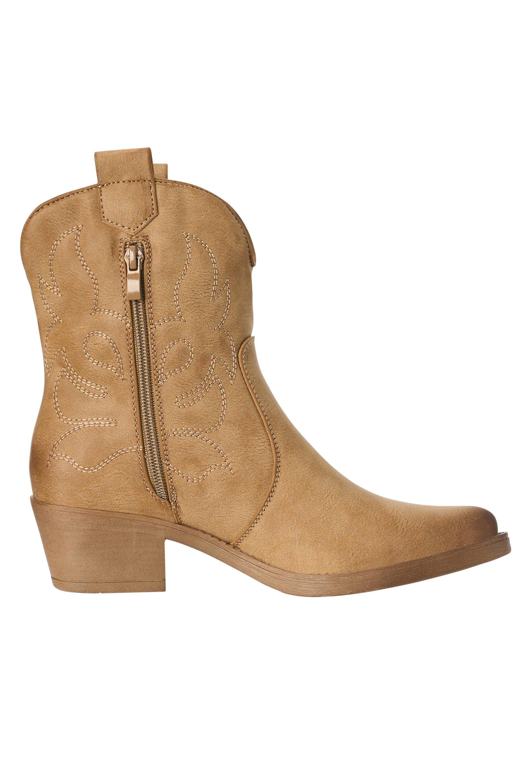 Salinyang Damen Western Cowboy Boots mit Ziernähten und Blockabsatz Stiefelette