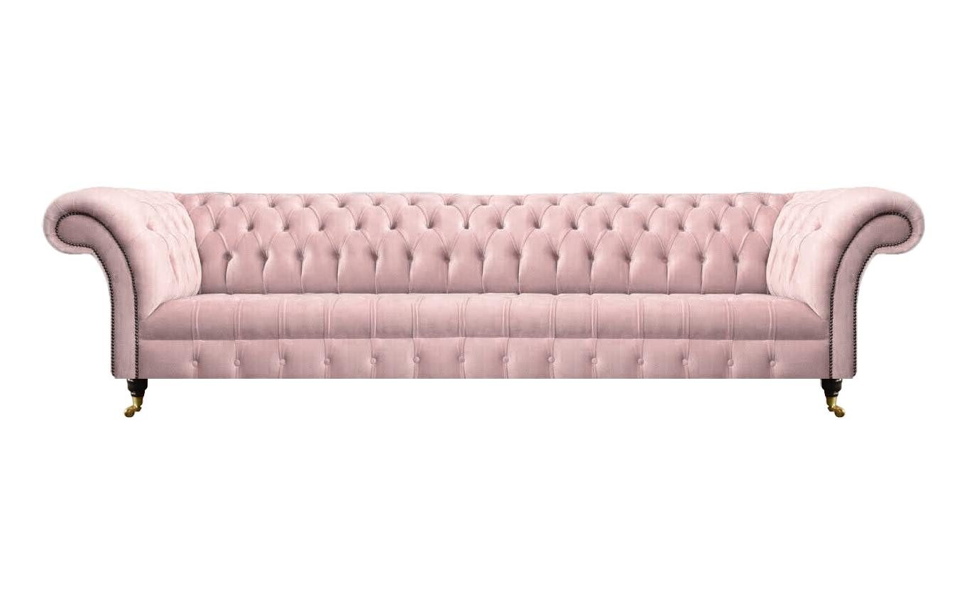 Xlmoebel Chesterfield-Sofa Neues Luxus-Viersitzer-Sofa Chesterfield in Rosa für das Wohnzimmer, Hergestellt in Europa